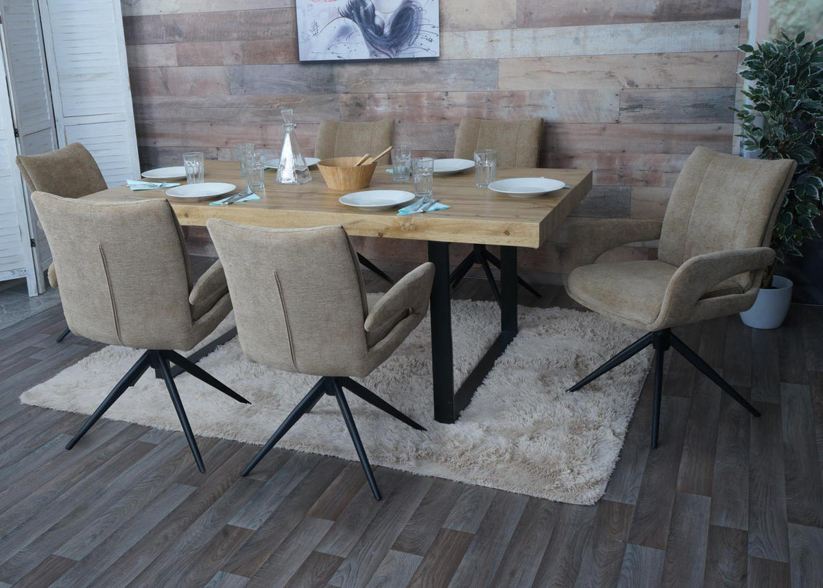 JEDÁLENSKÁ stolička hnedá, sada 6 ks - svetlohnedá/hnedá, textil (60/90/60cm) - MCW