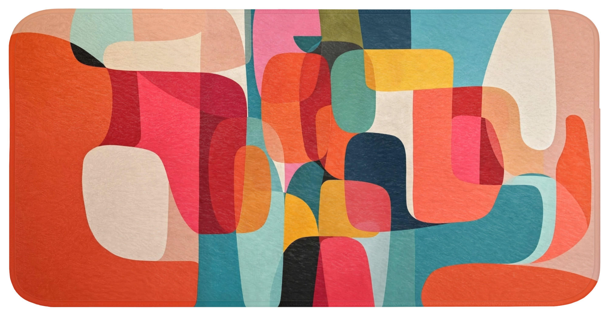 KOUPELNOVÁ PŘEDLOŽKA Tvary - barevné - abstraktní - letadla 120x60 cm - různobarevná, textil/plast (120/60cm) - OnlyWow