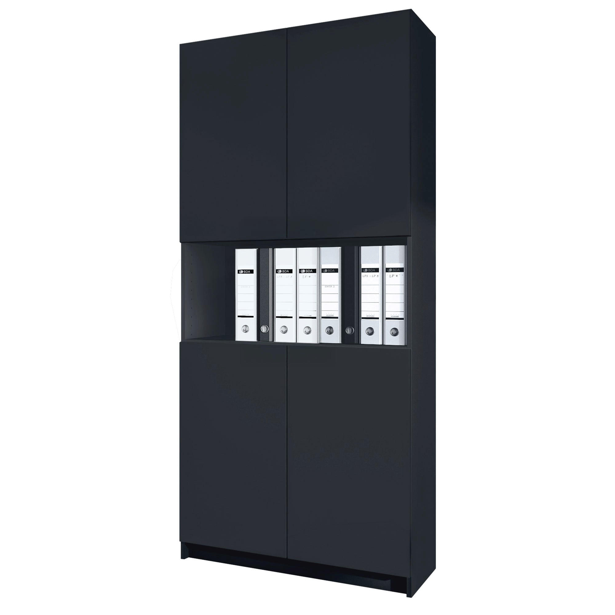 InnoFurn Aktenschrank Schwarz 82x184x37 cm