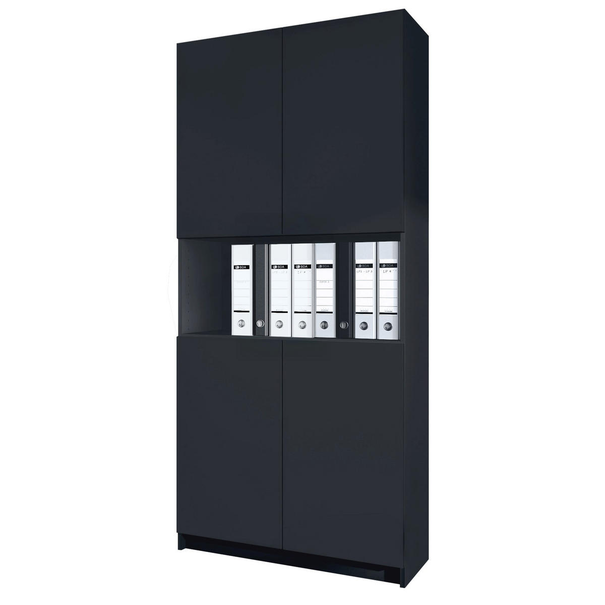 AKTENSCHRANK Elona M2, Büroschrank mit Soft-Close & Push-to-Open, Schwarz matt (82 x 184 x 37 cm) - Schwarz, Holzwerkstoff (82/184/37cm) - InnoFurn
