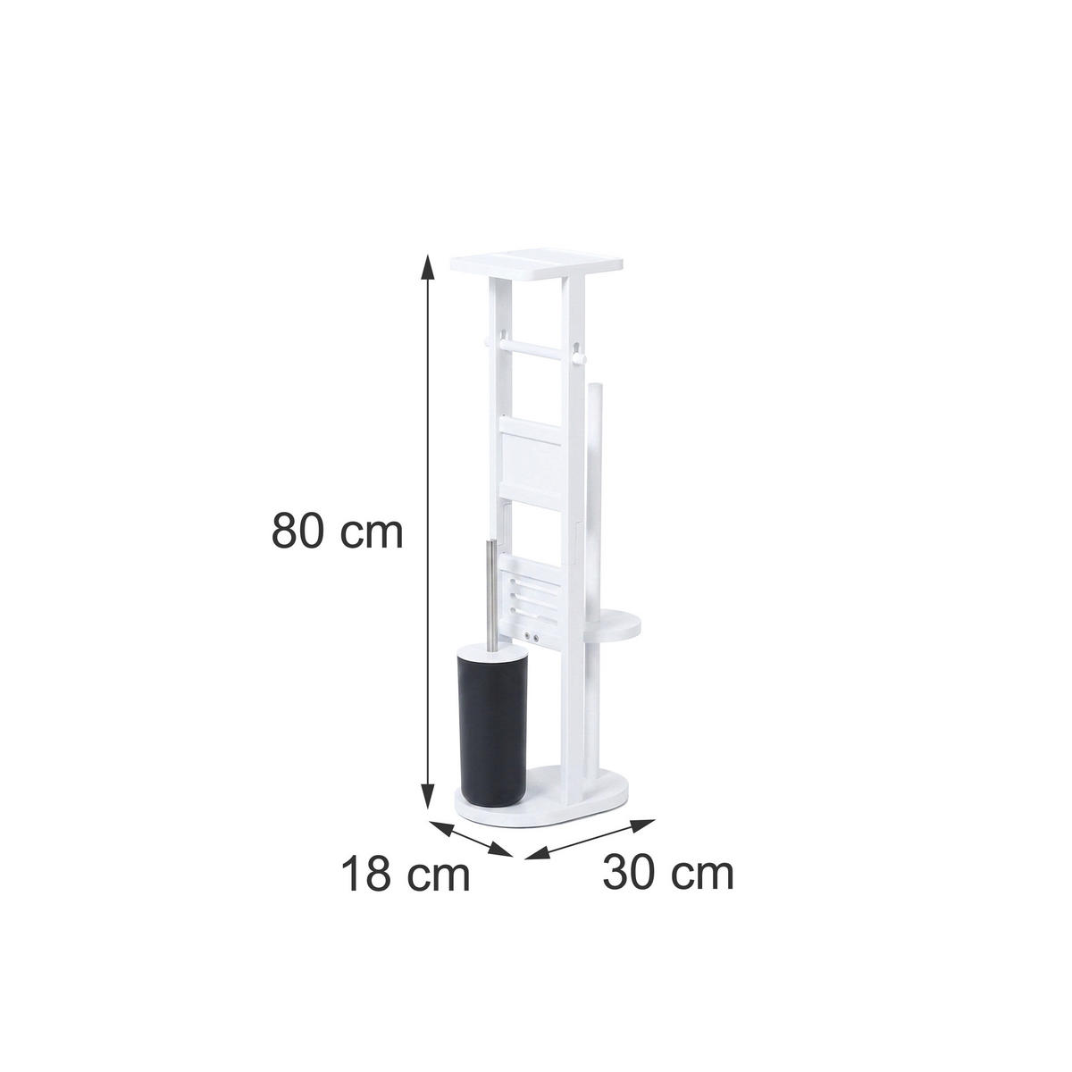 WC-SOUPRAVA bílá bambus s poličkou 80 cm - bílá, dřevo/kompozitní dřevo (30/80/18cm) - Relaxdays