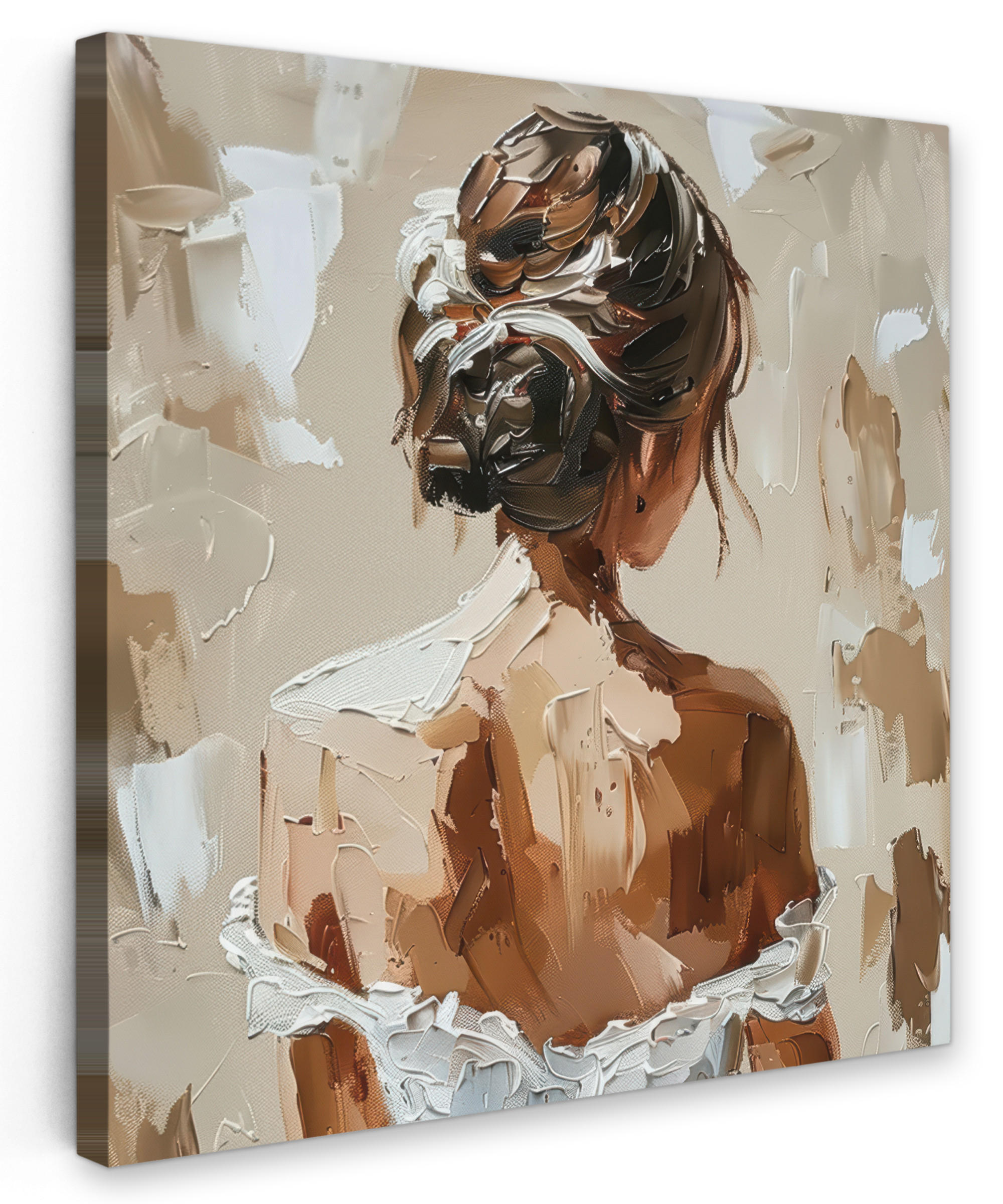 MuchoWow OBRAZ NA PLÁTNĚ Žena - malba - abstraktní - béžová - moderní 50x50 cm