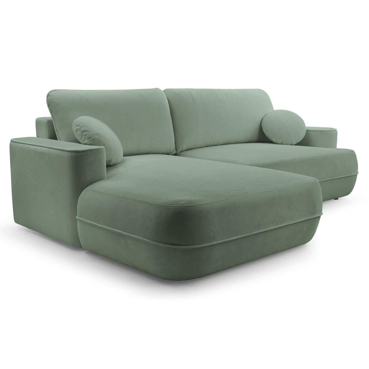ECKSOFA Fuerro Salbeigrün Strukturstoff - Schwarz/Hellgrün, Kunststoff/Textil (260/168cm) - Selsey