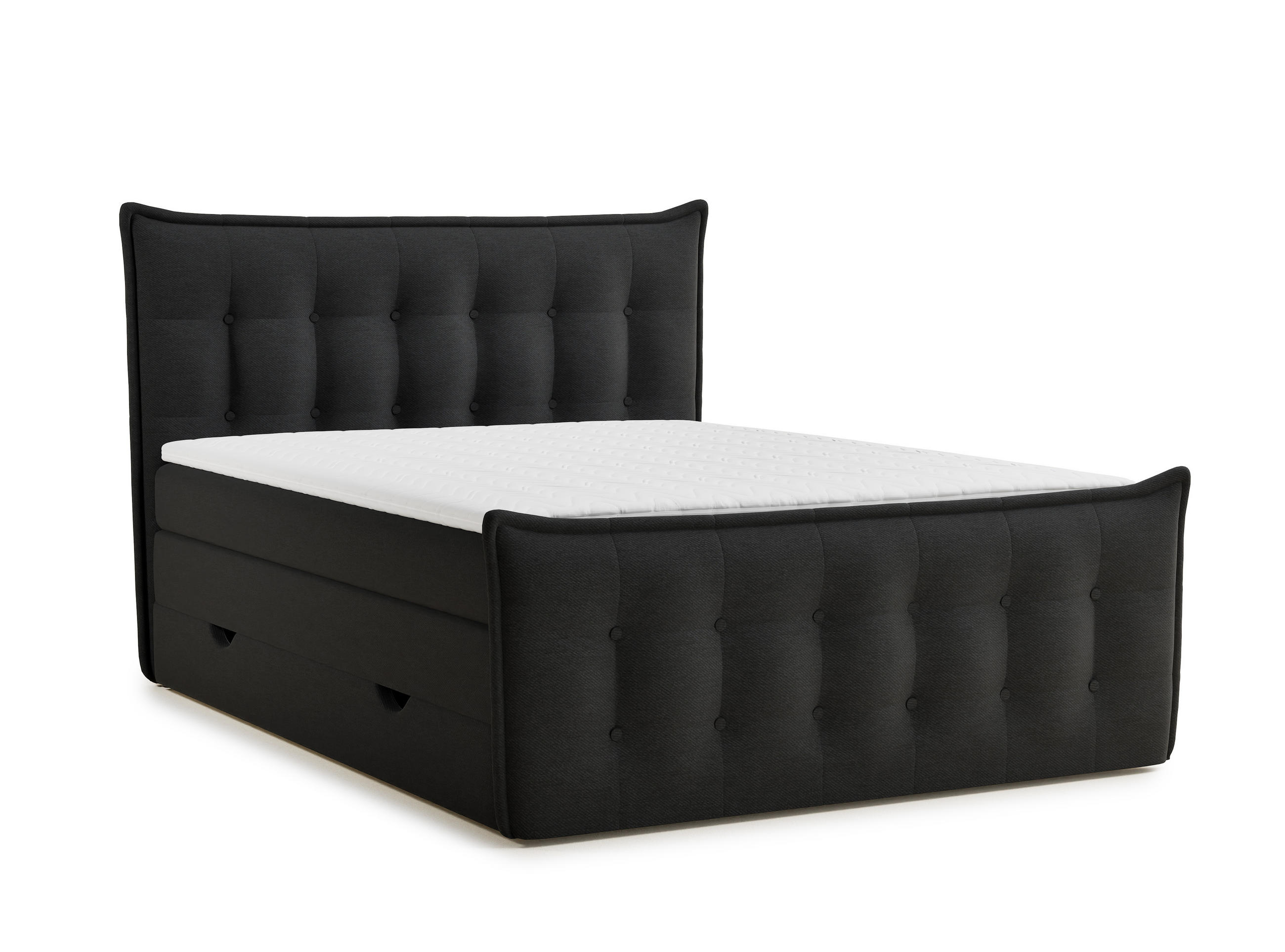 BOXSPRINGBETT Fatu 140/200 cm, in Schwarz, Bettkasten, Matratze, Topper - Schwarz, Holz/Holzwerkstoff (140/200cm) - Maison de Reve