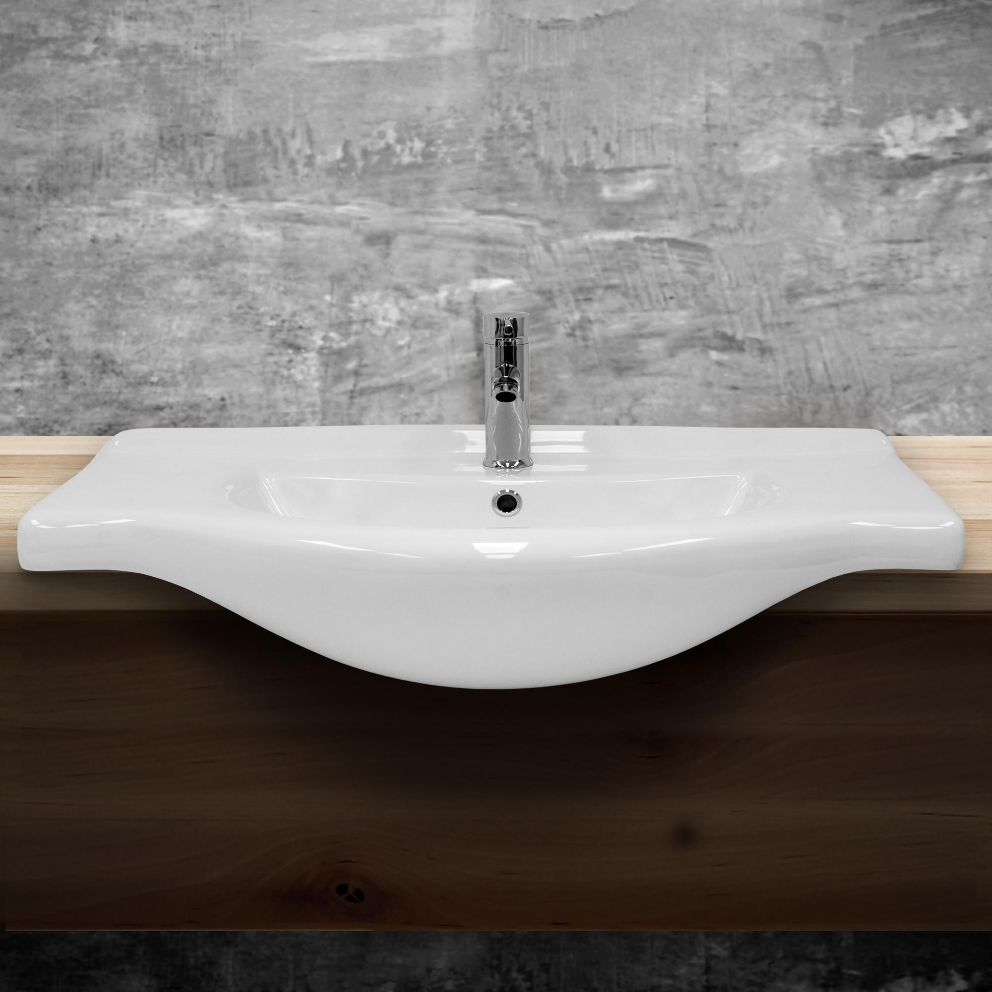 WASCHBECKEN - Weiß, Keramik (51.5/21.5/86cm) - ML-DESIGN