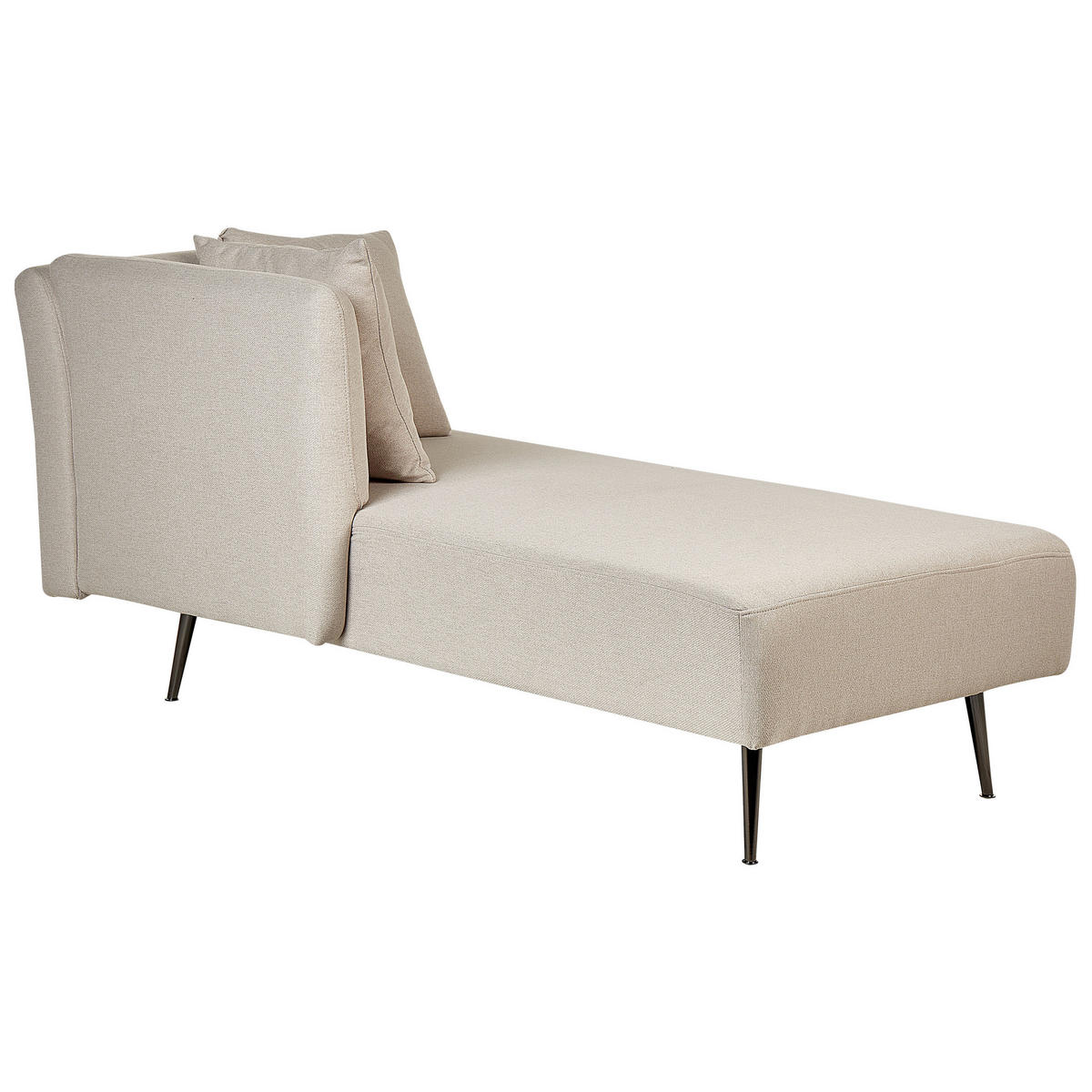 CHAISELONGUE beige rechtsseitig Riom - Beige/Schwarz, Textil (156/75/77cm) - Beliani