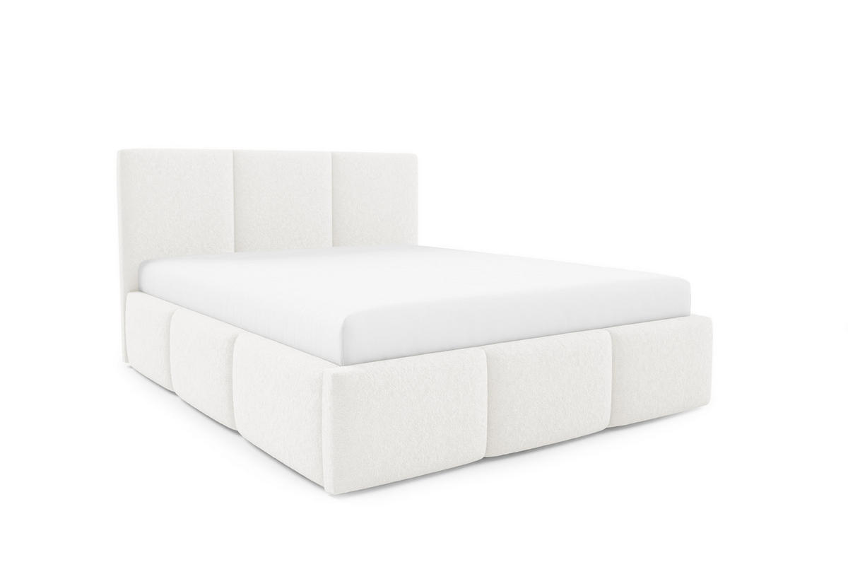 POLSTERBETT VALERIO mit Bettkasten, Bett 180x200,Doppelbett,Lattenrost,Boxspringbett-Optik,ohne Matratze,Schlafzimmer-Weiß - Weiß, Holz (180/200cm) - Furnistar