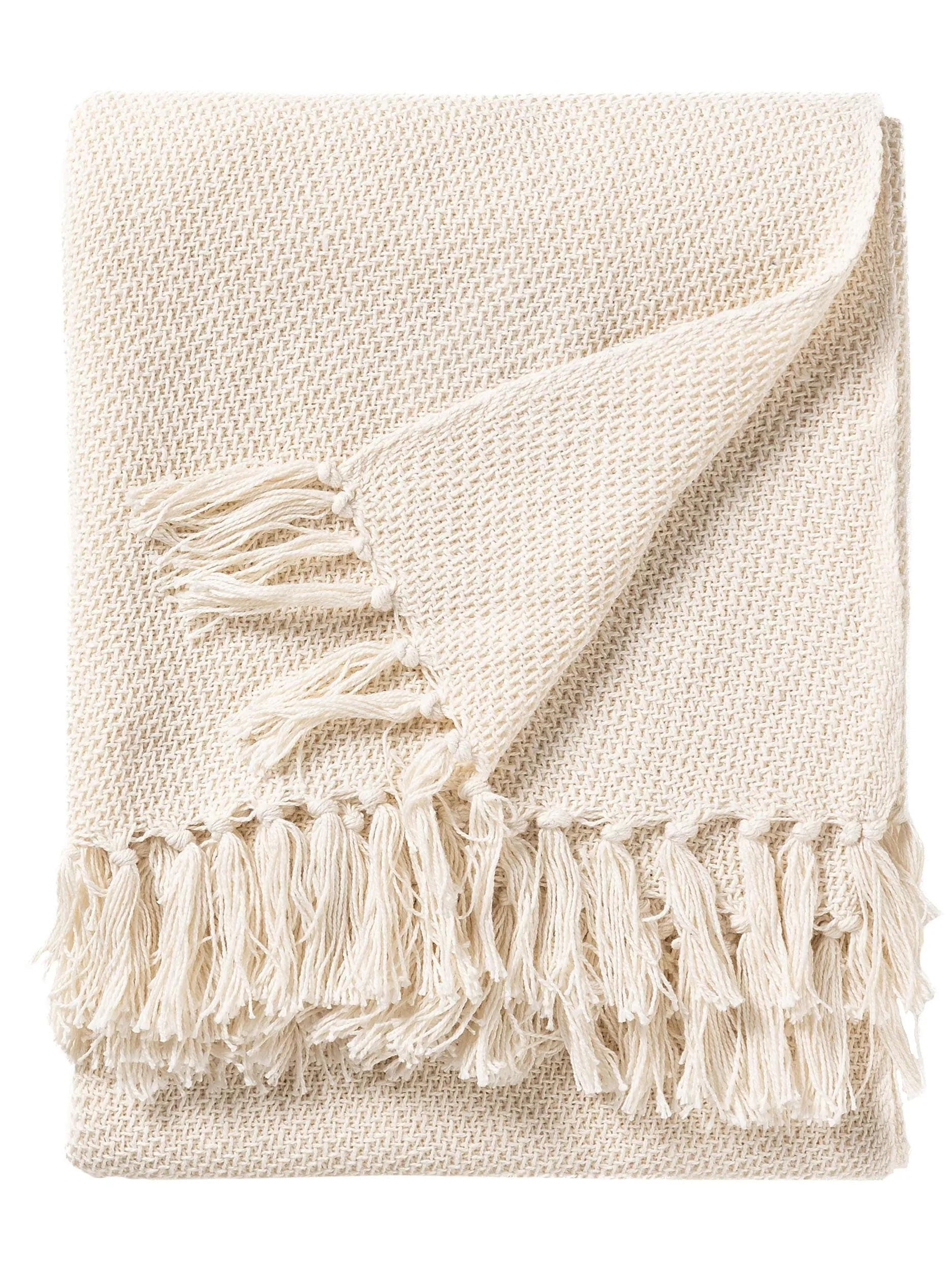 BAUMWOLLDECKE Ezra Ivory 125x150 cm - Creme, Textil (125/150cm) - benuta Nest