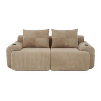 2-SITZER SOFA Modulares Mit Getränkehalter & Stauraum - Schlammfarben, Textil (200/80/99cm) - Urban Meuble