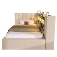 POLSTERBETT 90/200 cm Beige - Beige, Holz (108/86/213cm)