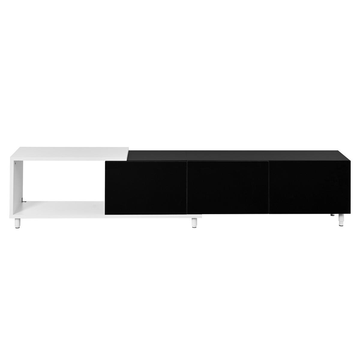 TV-ELEMENTAUSZIEHBARER 258x38x48,5cm TVLowboard Hochglanz SchwarzWeiß - Schwarz, Holz (48.31/22.3/69.01cm) - Raelunyi