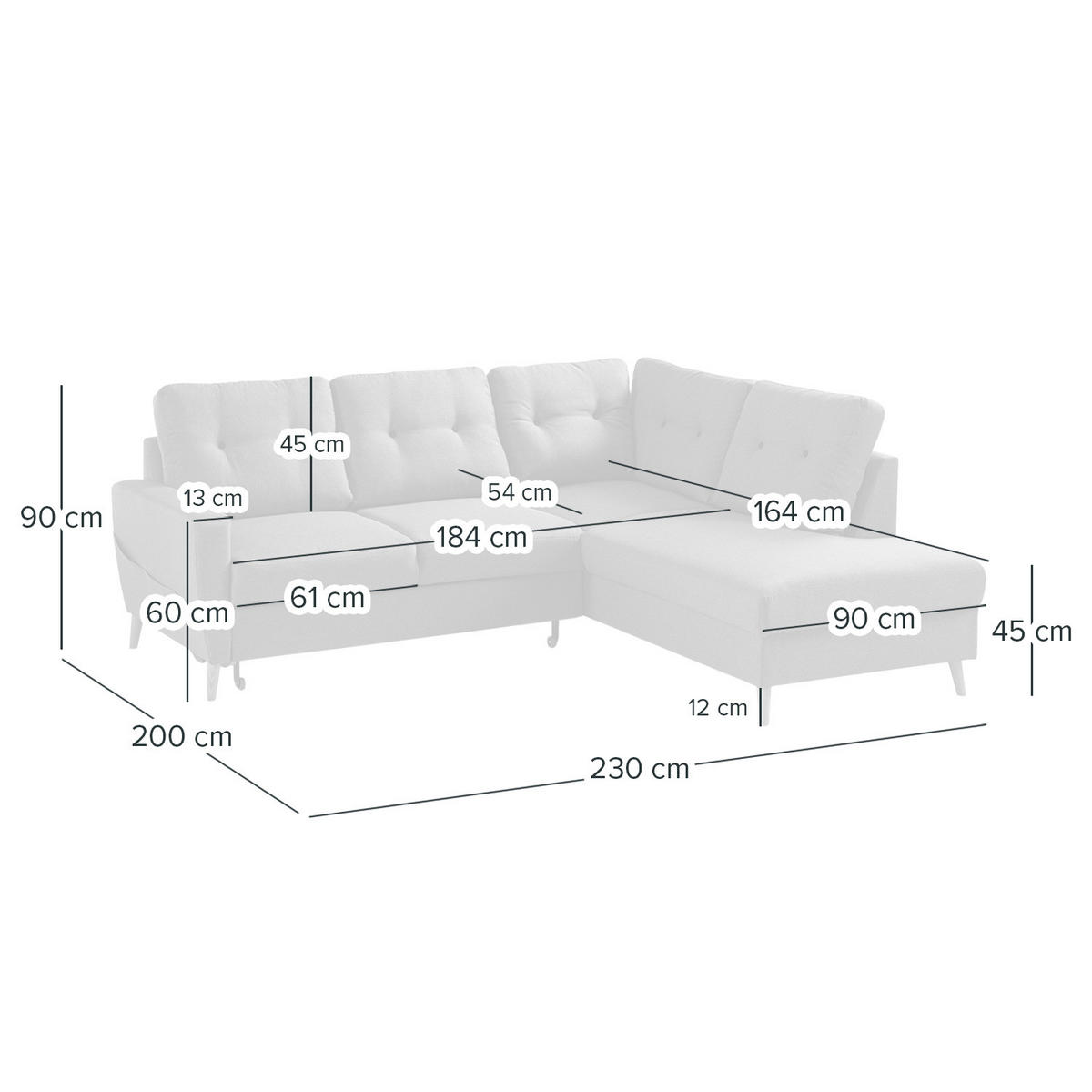 ECKSOFA mit Ottomane - Webstoff - Hellbraun/Dunkelbraun, Holz/Textil (230/200cm) - home24