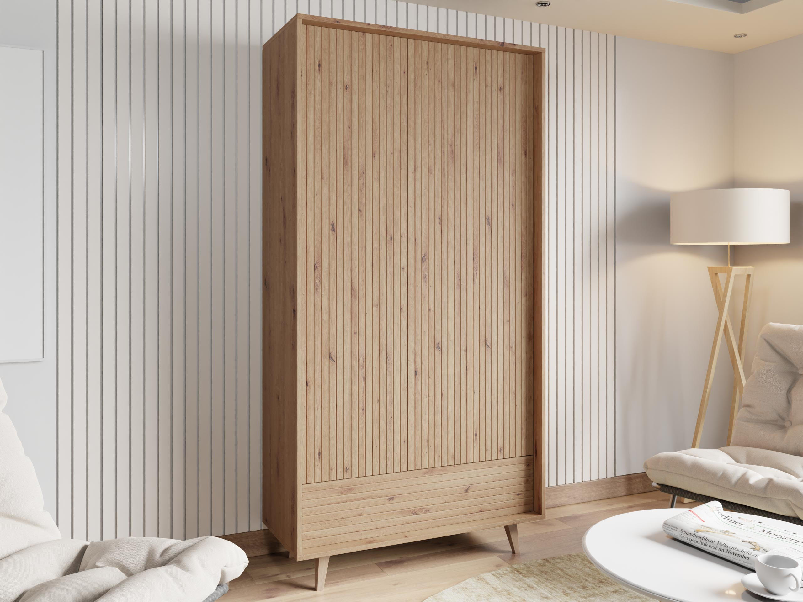 KLEIDERSCHRANK Ferido - Beige, Holzwerkstoff (92/180/40cm) - MIRJAN24