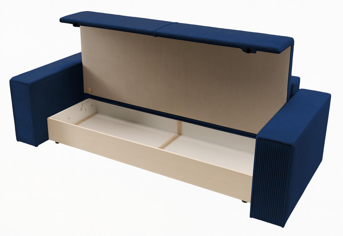 SCHLAFSOFA Farese Dunkelblau Cordbezug - Schwarz/Dunkelblau, Kunststoff/Textil (257/85/102cm) - Selsey