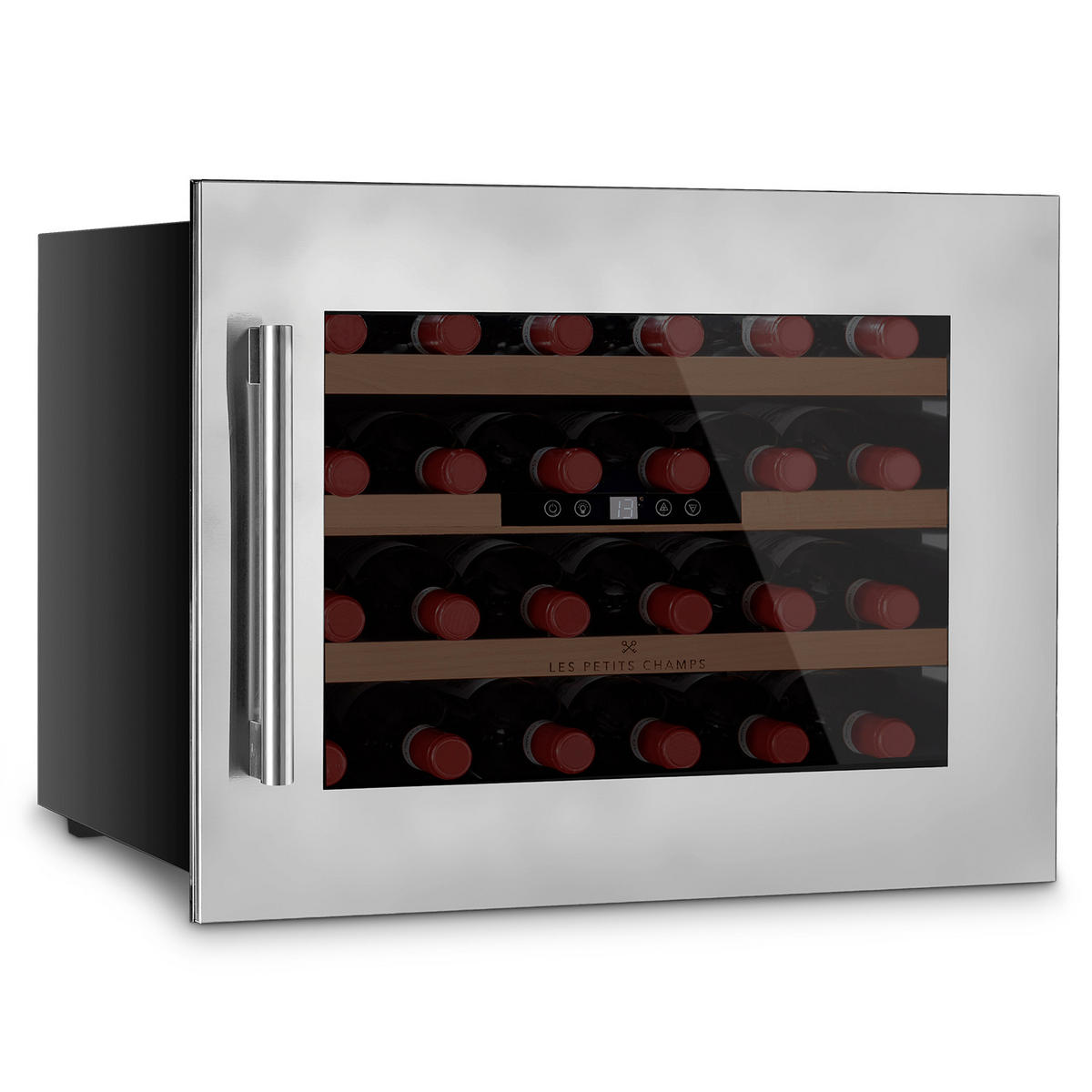 WEINKÜHLSCHRANK CAVCI24 Schwarz, 24 Flaschen, 57L, 3 Regale, Thermodynamische Kühlung, LED, UV-beständig - Schwarz, Metall (59.5/46/56cm) - Les Petits Champs