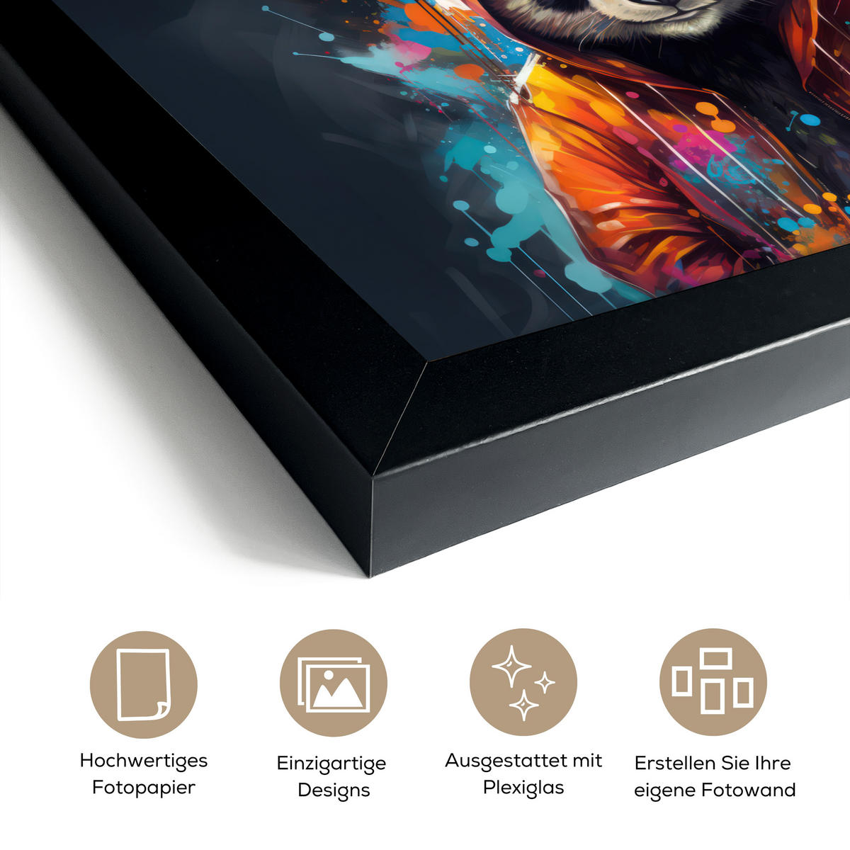 POSTER MIT RAHMENGERAHMTES BILD Panda - Jacke - Graffiti - Orange 30x20 cm - Orange, Papier (30/20cm) - MuchoWow