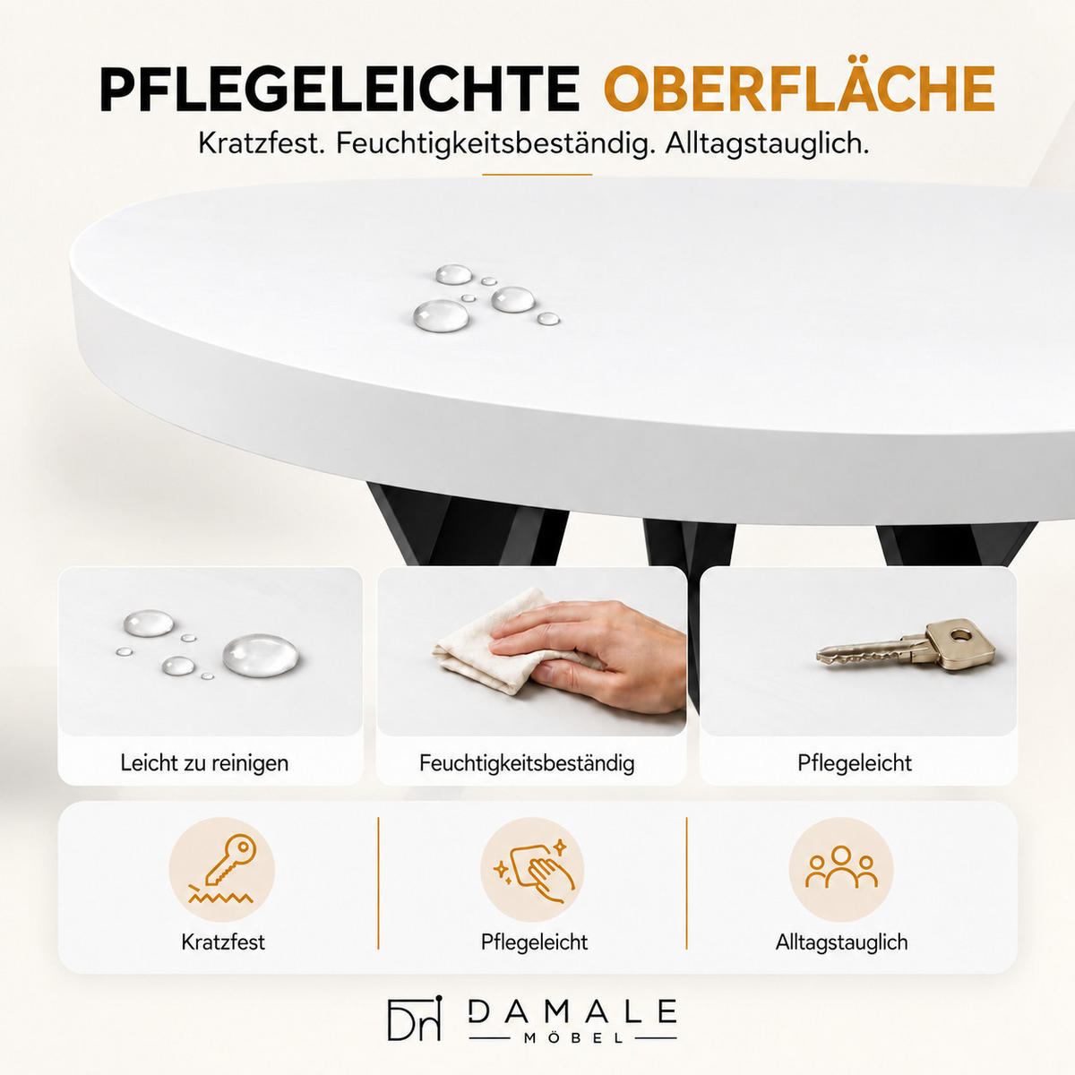 ESSTISCH rund ausziehbar 100/200/76 cm, Weiß, 54 cm Tischplatte + Y Metallgestell Schwarz - Schwarz/Weiß, Holzwerkstoff/Metall (100/200/76cm) - Damale Möbel