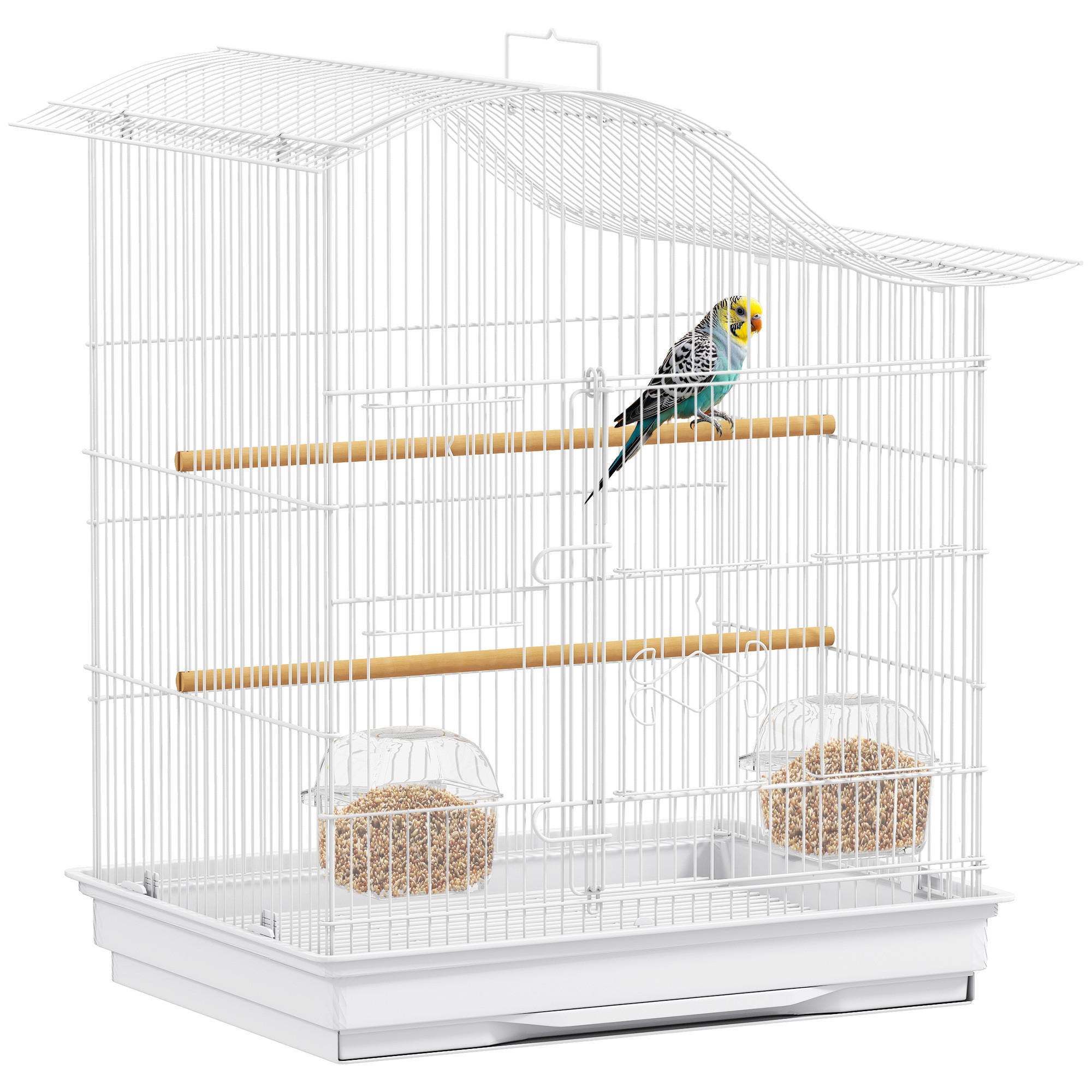 VOGELKÄFIG DE-17840 4 Türen & 2 Sitzstangen Weiß - Weiß, Metall (36/54.5/47.5cm) - ComfortXL