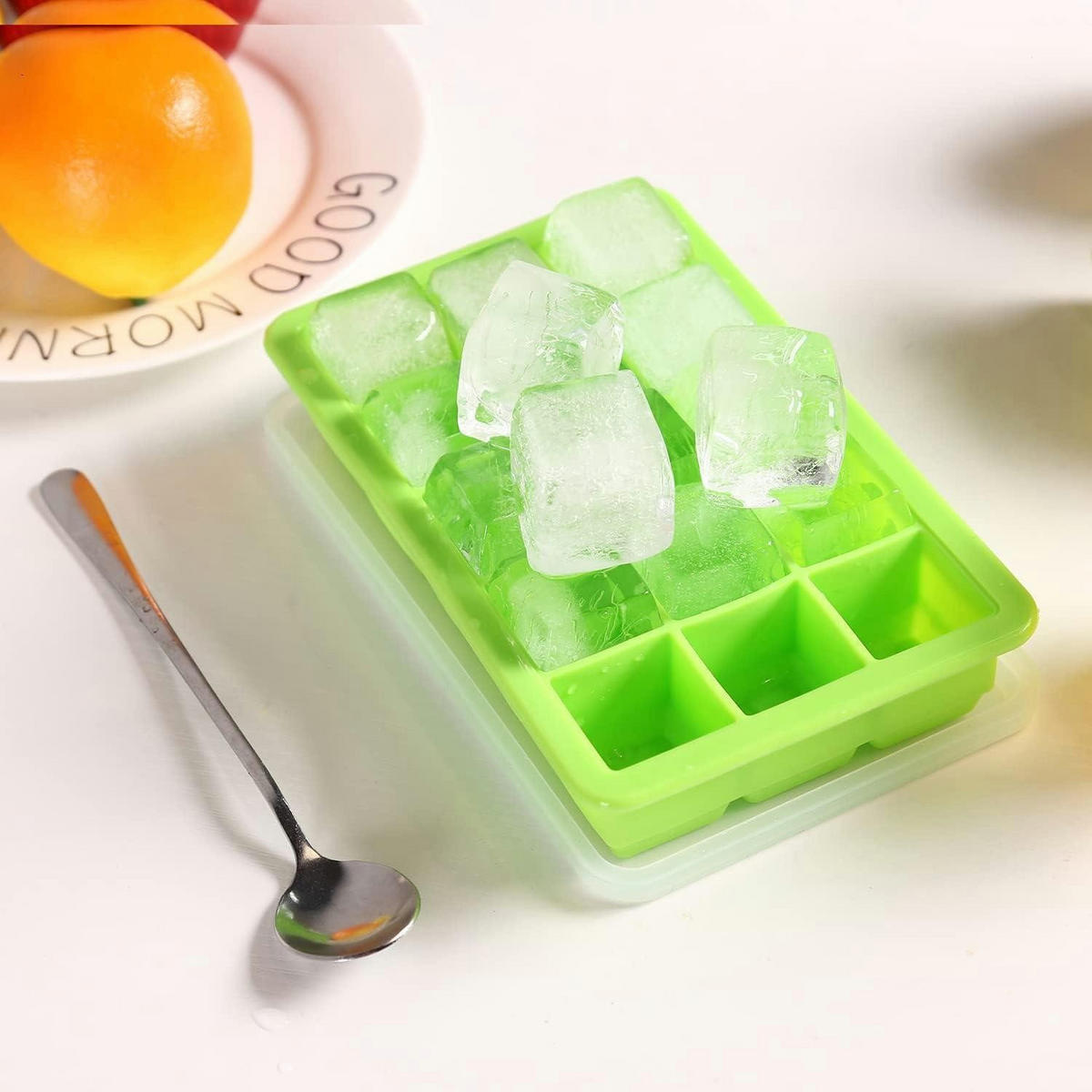 EISWÜRFELFORM 2er Set Silikon Grün - Grün, Kunststoff (1/1/1cm)