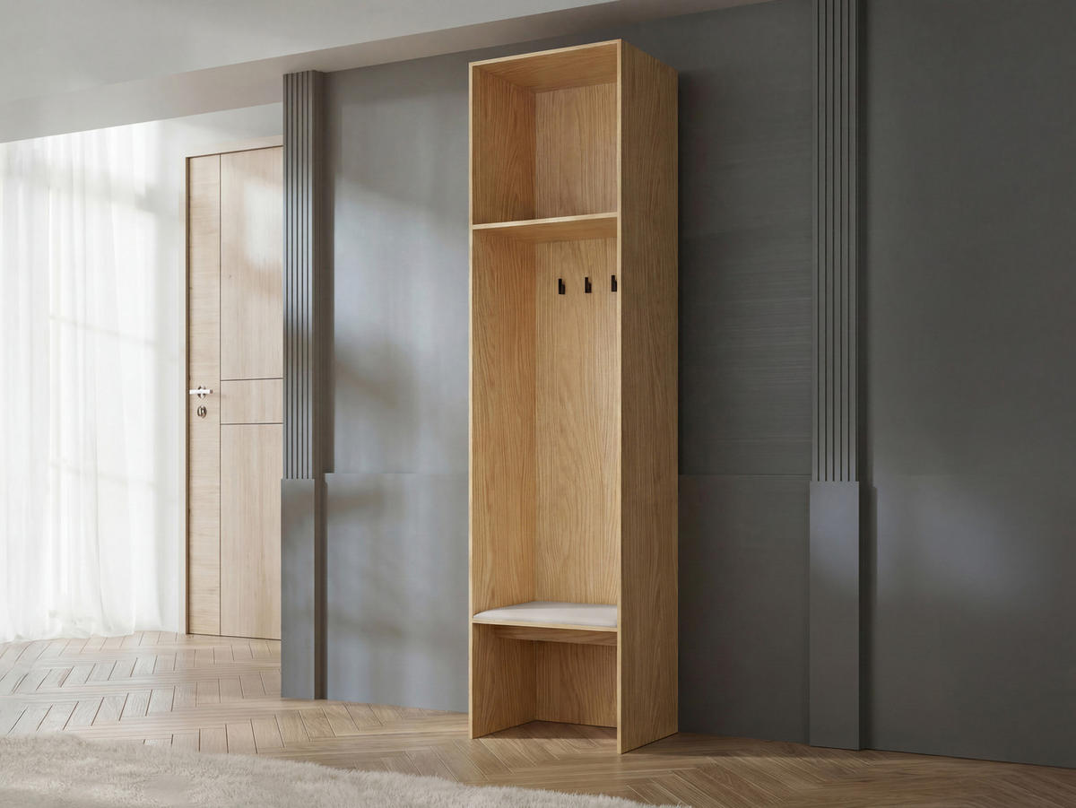 GARDEROBE-SET Soreno II - Eichefarben/Beige, Holzwerkstoff/Kunststoff (193/237/60cm) - MIRJAN24