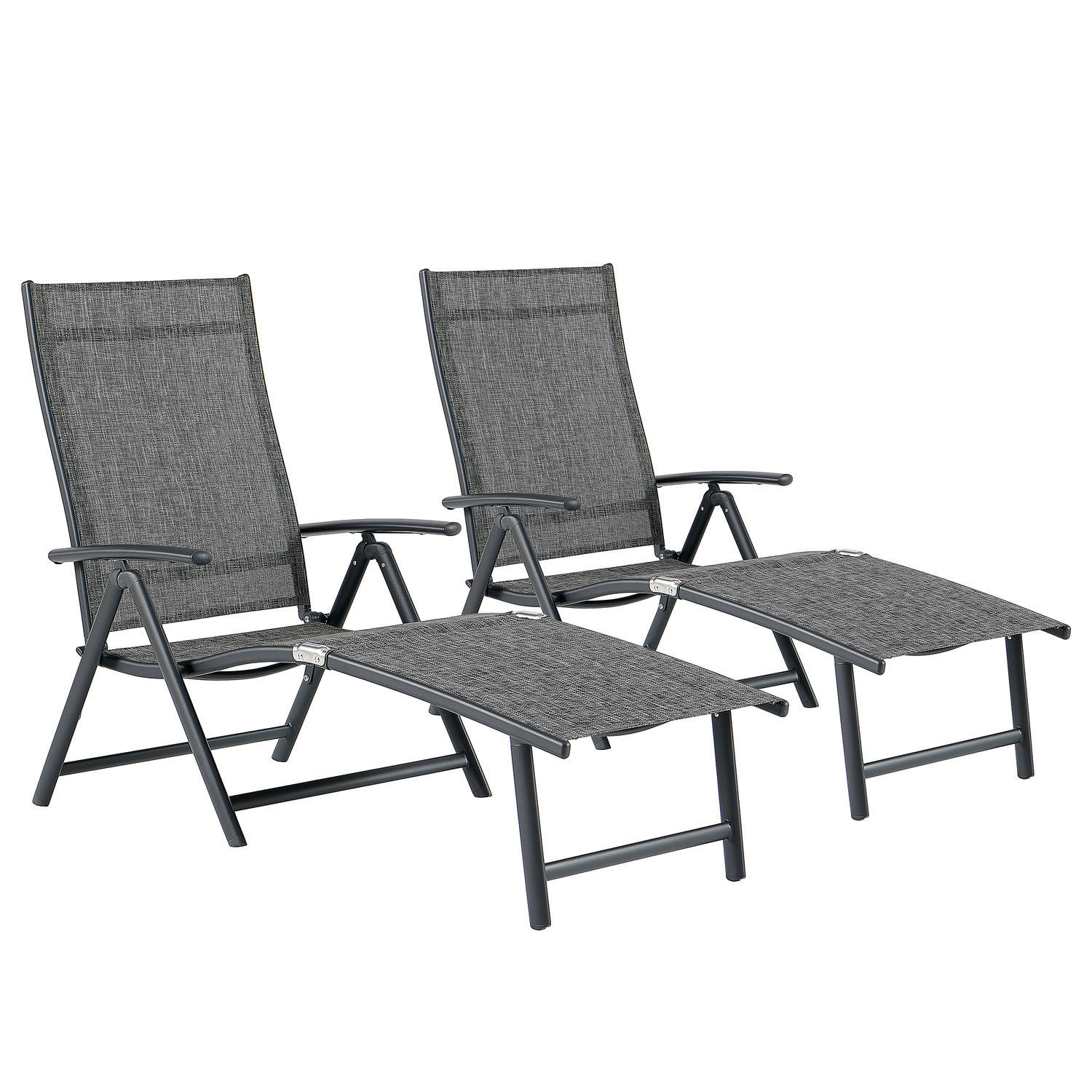 GARTENLIEGE - Aluminium / Textilene - Grau - Grau, Textil/Metall (61/94/180cm) - home24