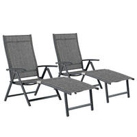 GARTENLIEGE - Aluminium / Textilene - Grau - Grau, Textil/Metall (61/94/180cm) - home24