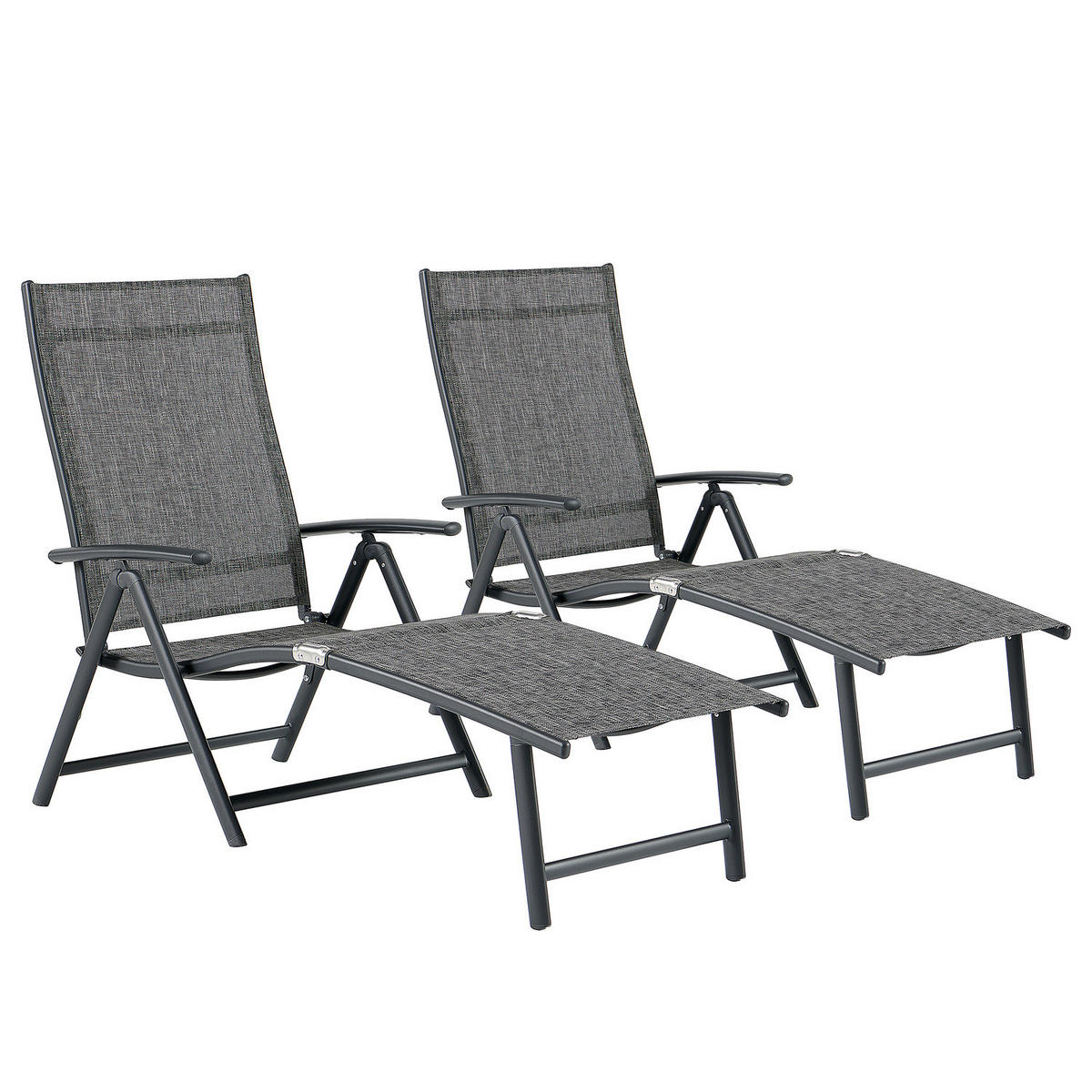 GARTENLIEGE - Aluminium / Textilene - Grau - Grau, Textil/Metall (61/94/180cm) - home24