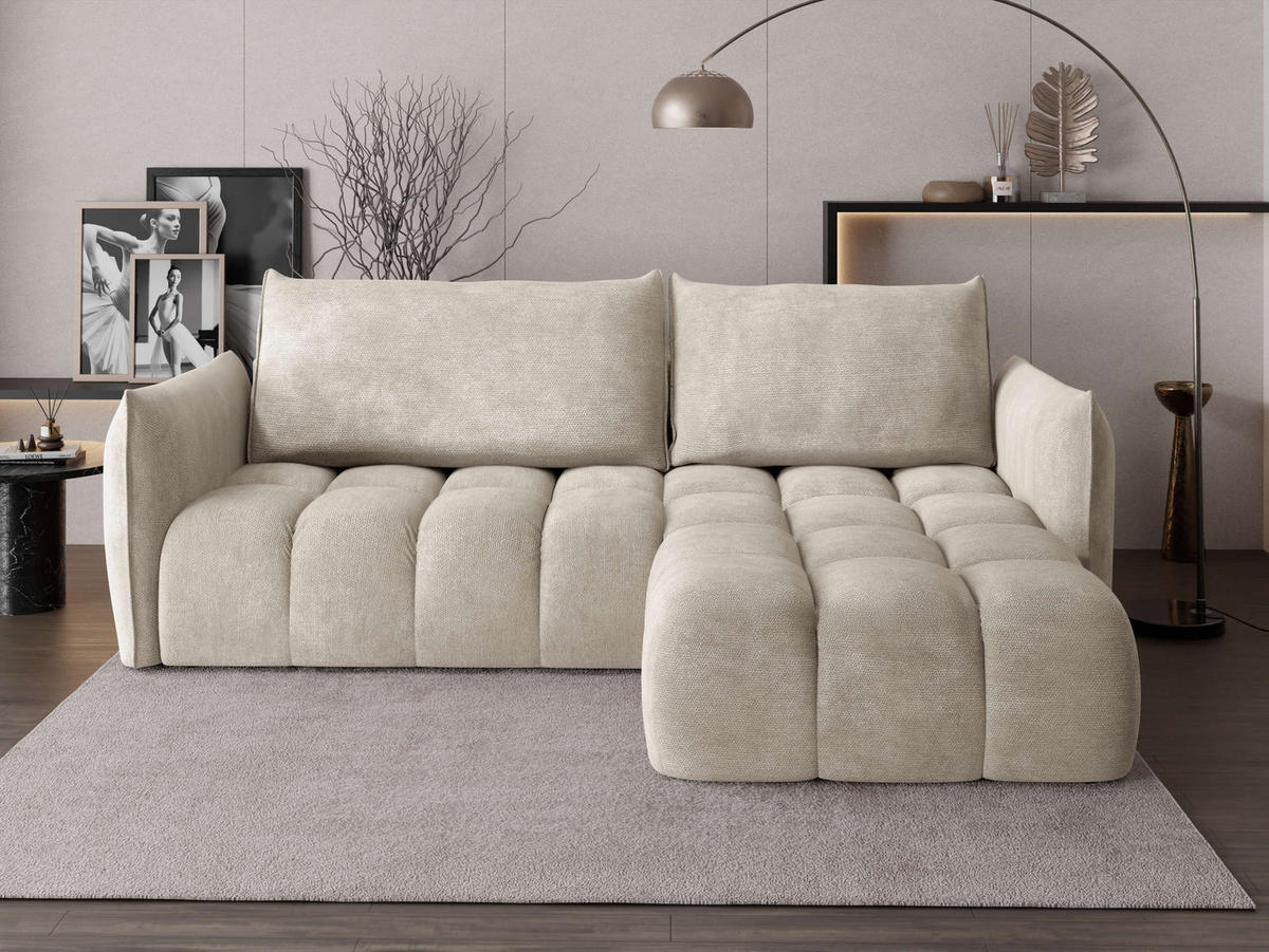 ECKSOFA Marsala, Seite: Rechts - Beige/Schwarz, Holz/Kunststoff (245/167cm) - MIRJAN24
