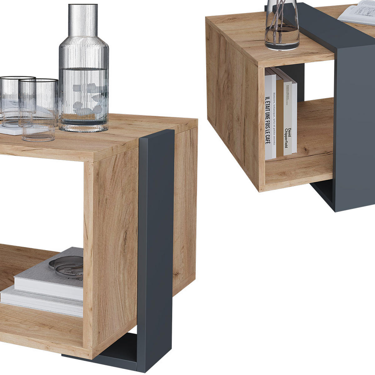 COUCHTISCH Aven Anthrazit/Goldkraft Eiche 91.5 x 52 cm - Honigeiche/Anthrazit, Holzwerkstoff (52/91.5/42.1cm) - Vicco