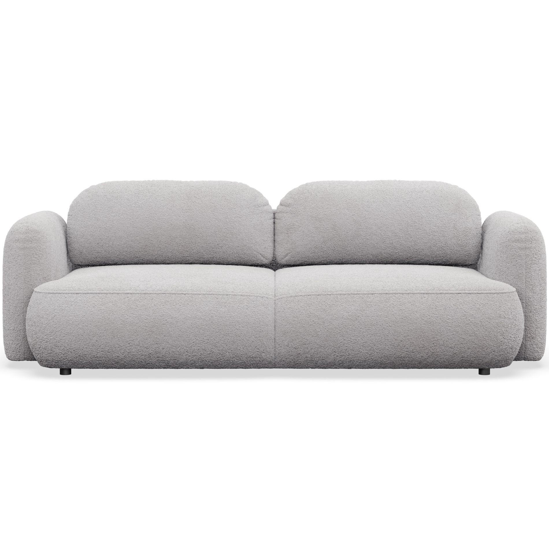 3-SITZER SCHLAFSOFA Tvoya Hellgrau Bouclé - Hellgrau/Schwarz, Kunststoff/Textil (253/82/110cm) - Selsey