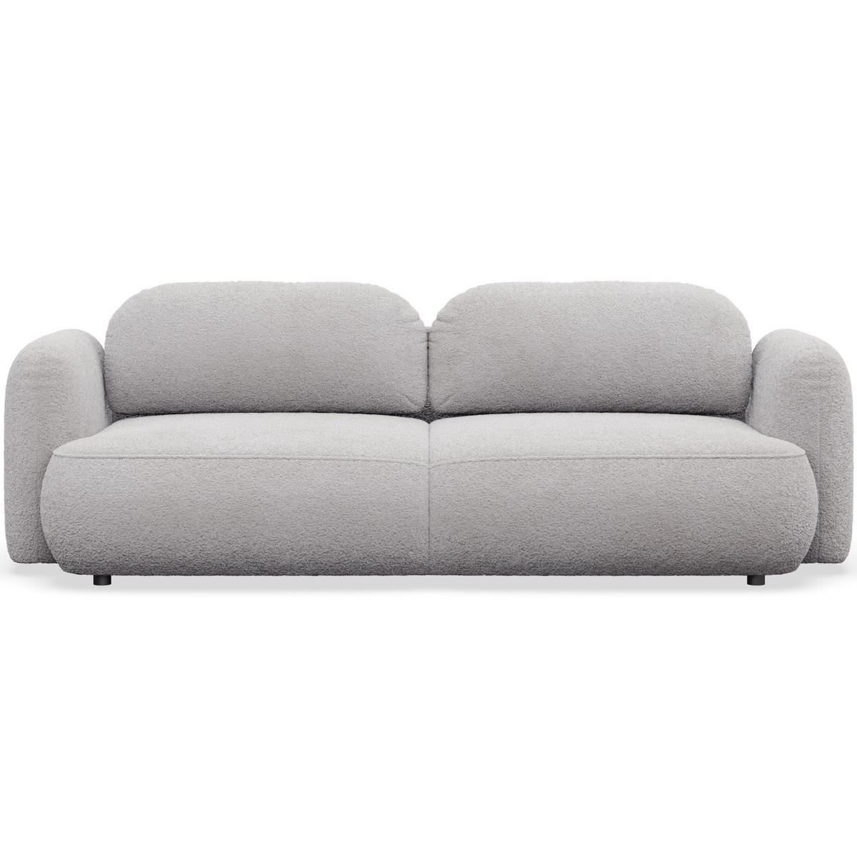 3-SITZER SCHLAFSOFA Tvoya Hellgrau Bouclé - Hellgrau/Schwarz, Kunststoff/Textil (253/82/110cm) - Selsey