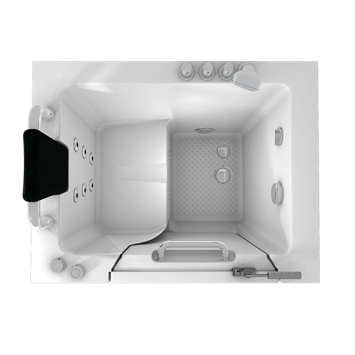 SITZWANNE Whirlpool mit Tür S02WP-TH-A-L - Weiß, Glas/Kunststoff (100/113/78cm) - AcquaVapore by Sandra Jentho