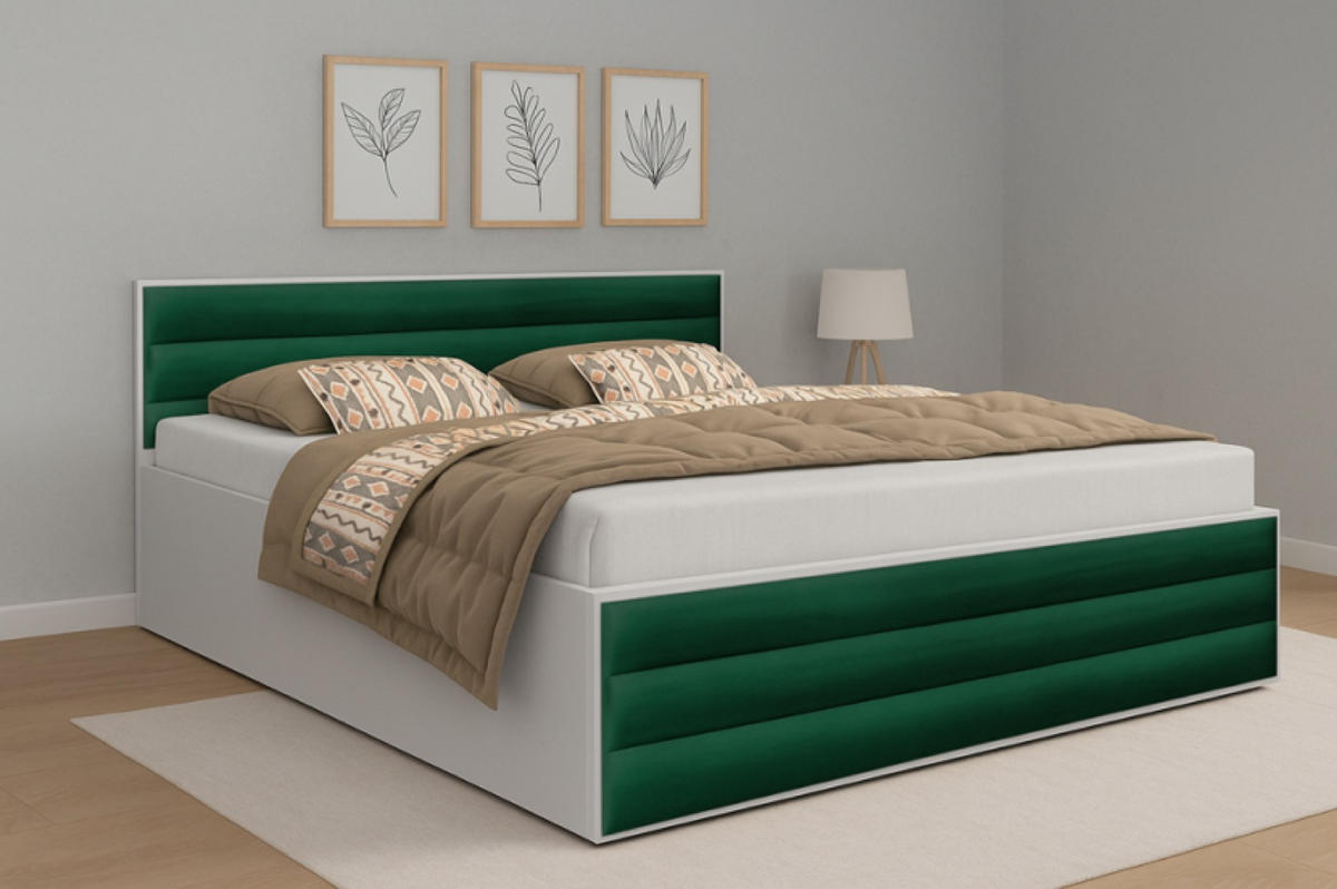 BETT Grün ALDO 3 Mit Bettkasten Und Gepolsterten Paneelen 160x200 cm - Grün, Textil (160/200cm) - Sepro Meble