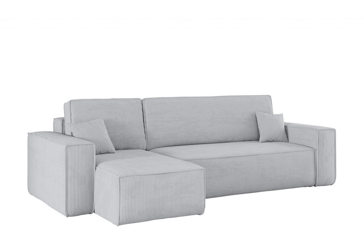 ECKSOFA Mit Schlaffunktion Und Bettkasten BEST Stoff Poso Dicker Cord Grau Links - Grau, Holz/Textil (142/244cm) - Kaiser Möbel