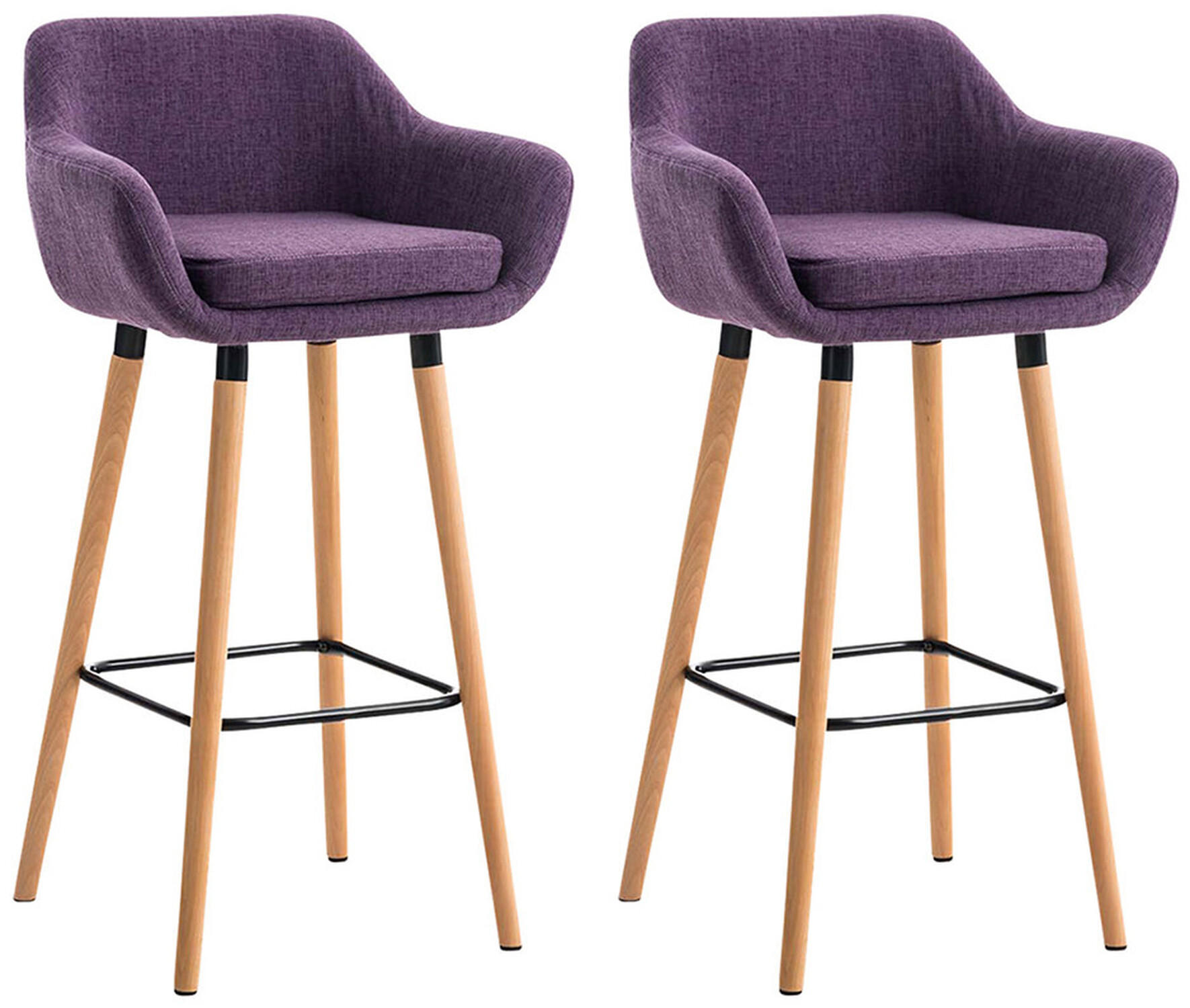BARHOCKER Grande, 2er Set, Gestell Holz, Stoff Lila - Lila/Braun, Holz/Textil (55/99/46cm) - TPFLiving