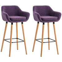 BARHOCKER Grande, 2er Set, Gestell Holz, Stoff Lila - Lila/Braun, Holz/Textil (55/99/46cm) - TPFLiving