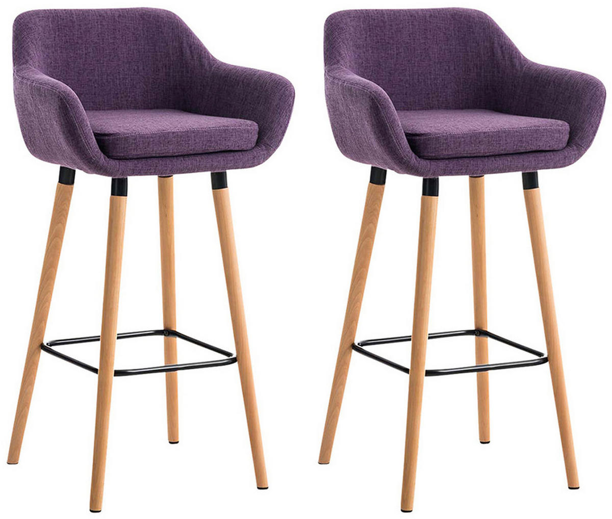 BARHOCKER Grande, 2er Set, Gestell Holz, Stoff Lila - Lila/Braun, Holz/Textil (55/99/46cm) - TPFLiving