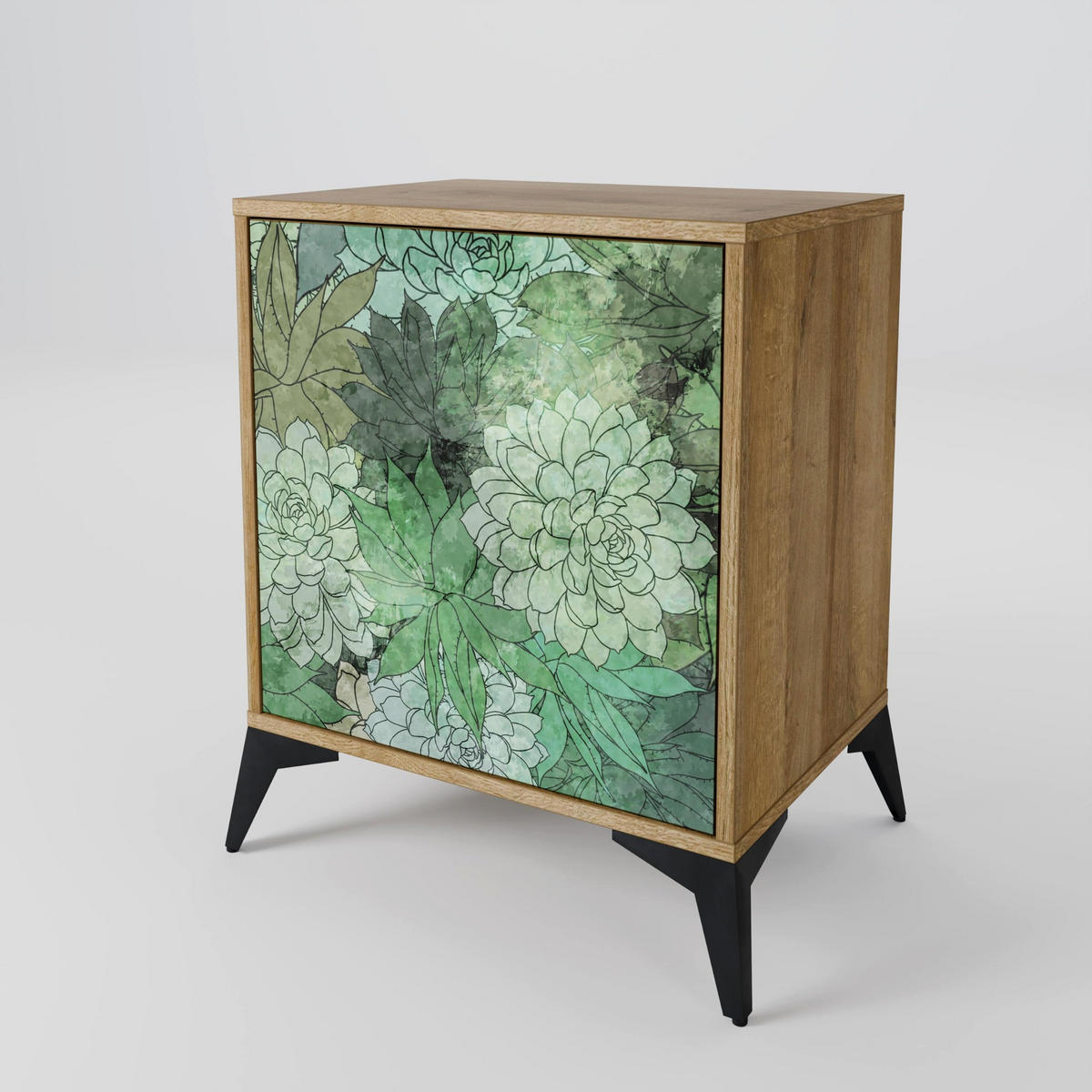 SIDEBOARD SUCCULENT CLUSTER, Eichefarben, 57,5x42x75,5 cm, Goldfarbene Metallfüße - Eichefarben/Goldfarben, Holzwerkstoff/Metall (57.5/75.5/42cm) - SpaceRebels