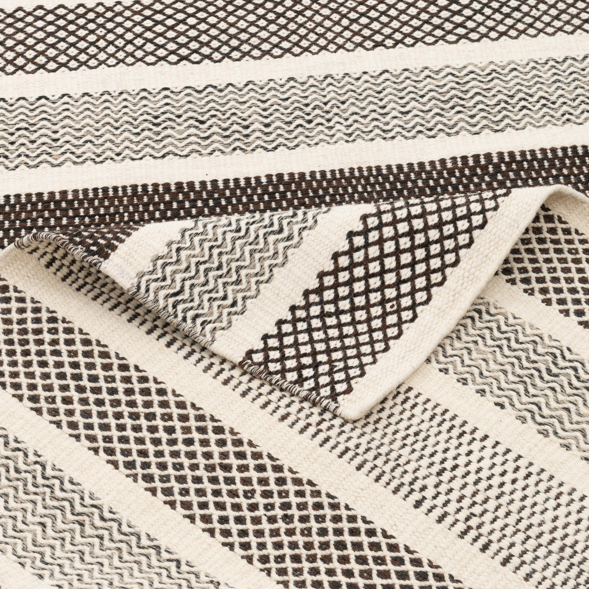 NATUR TEPPICH WOLLE RANA STREIFEN - Creme/Braun, Textil (160/230cm) - Pergamon