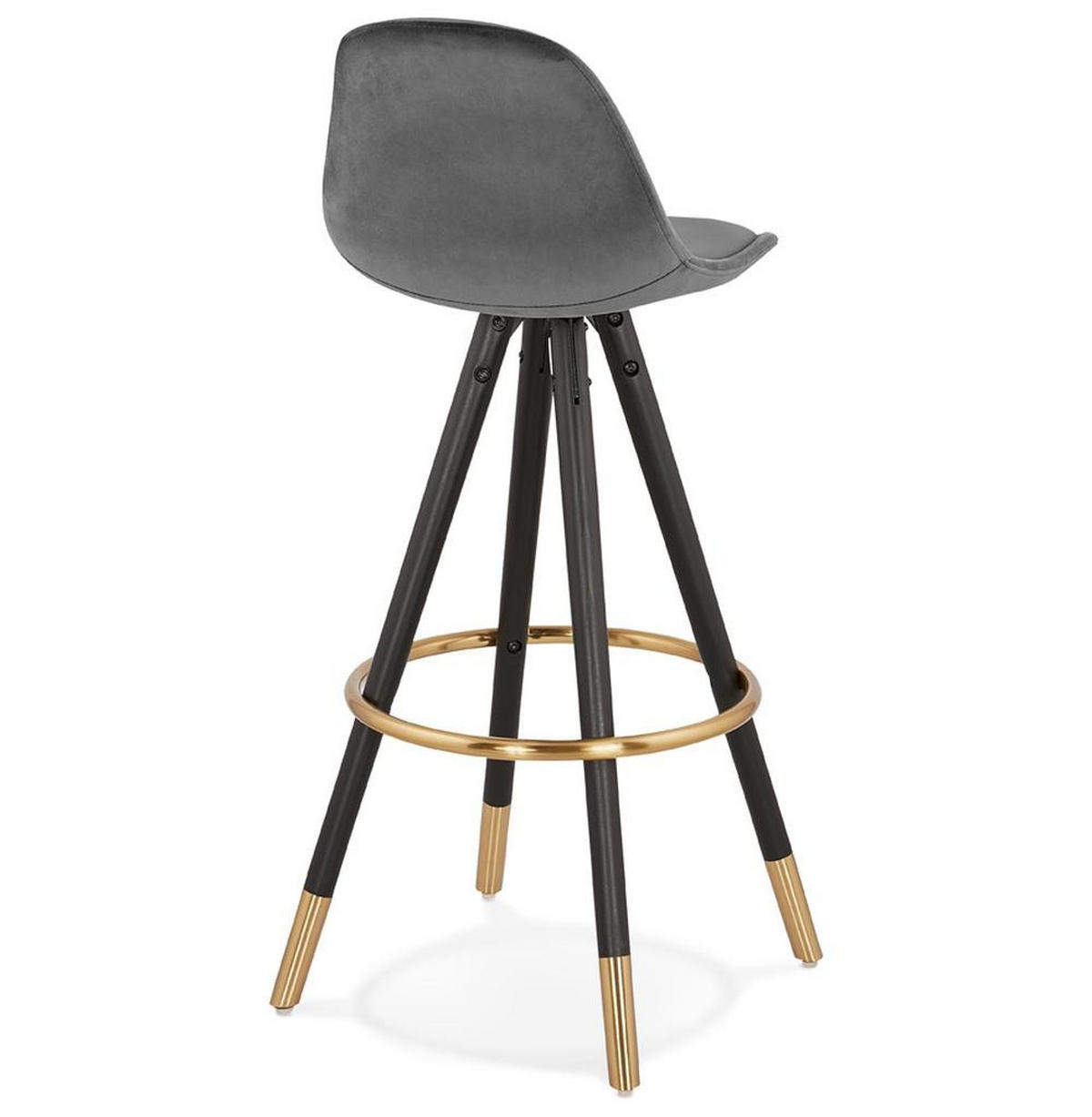 BARHOCKER Samt Holzbeine Sitzhöhe 75cm Eleganter Stil LURALI, Grau 41x41x97 cm - Schwarz/Grau, Buchenholz/Textil (41/97/41cm) - KADIMA DESIGN