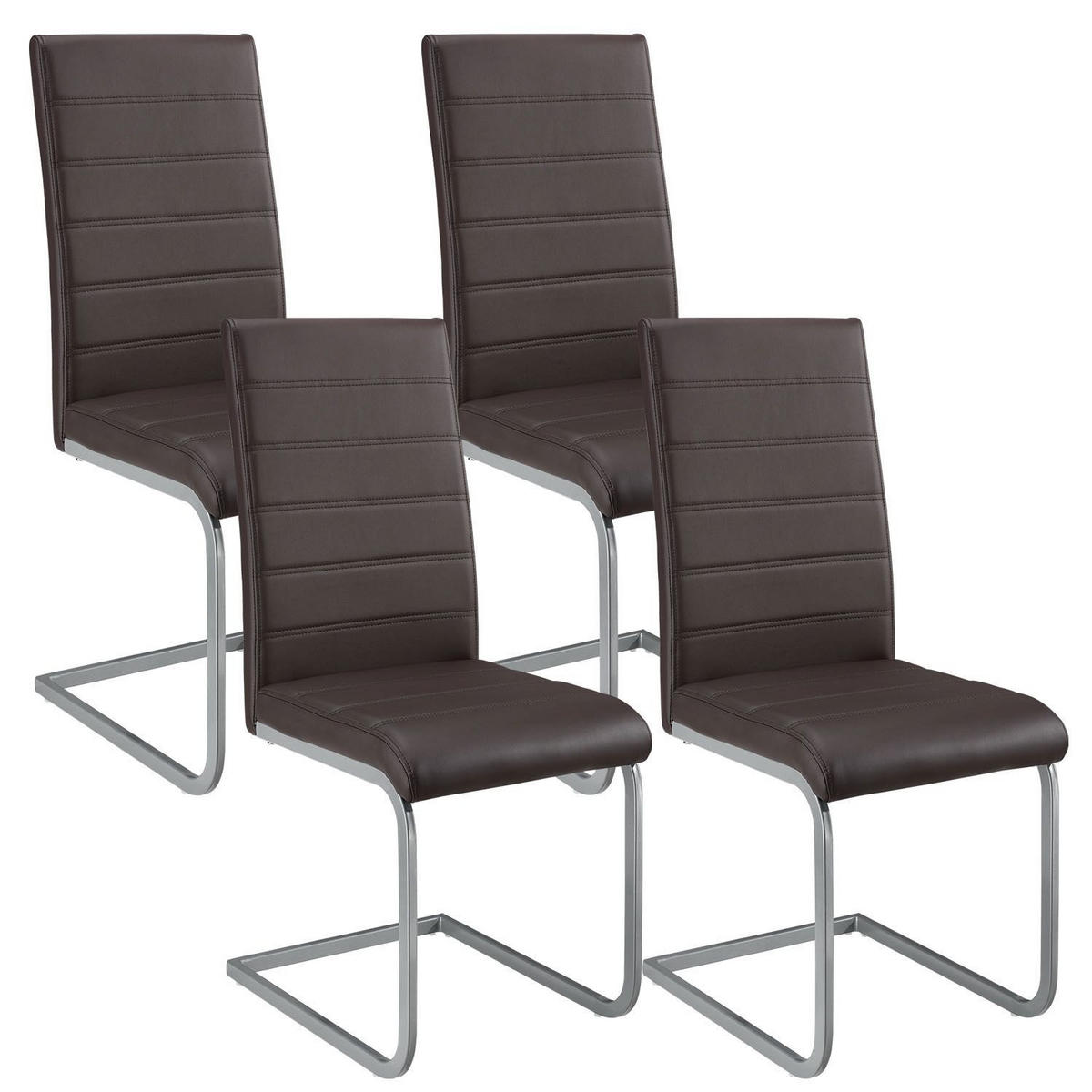 SCHWINGSTUHL Vegas braun Kunstleder (4er Set) - Braun, Textil (41/101/52cm) - Juskys