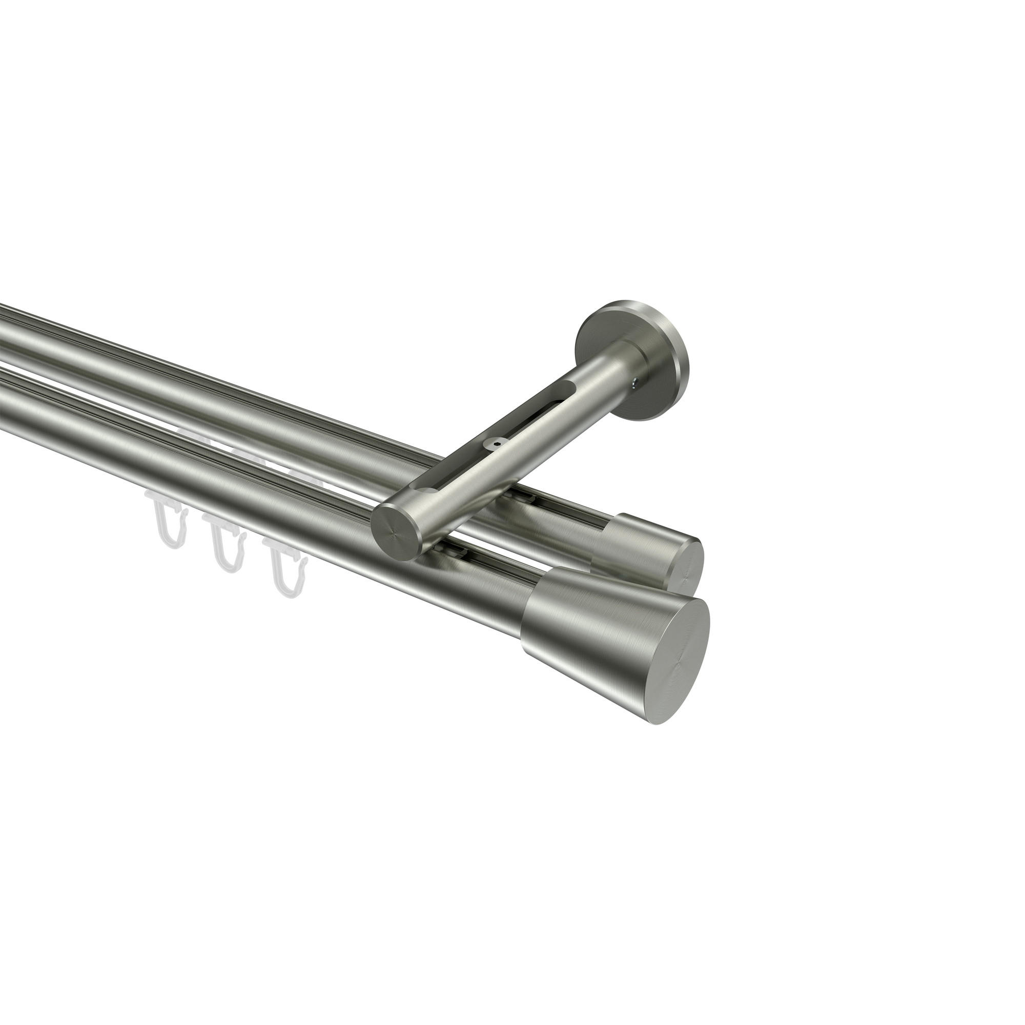 INNENLAUF-GARDINENSTANGEN-SET Siteno Sitra 120 cm, 2-läufig, 20 mm Ø Edelstahl-Optik - Edelstahlfarben, Metall (120cm) - INTERDECO