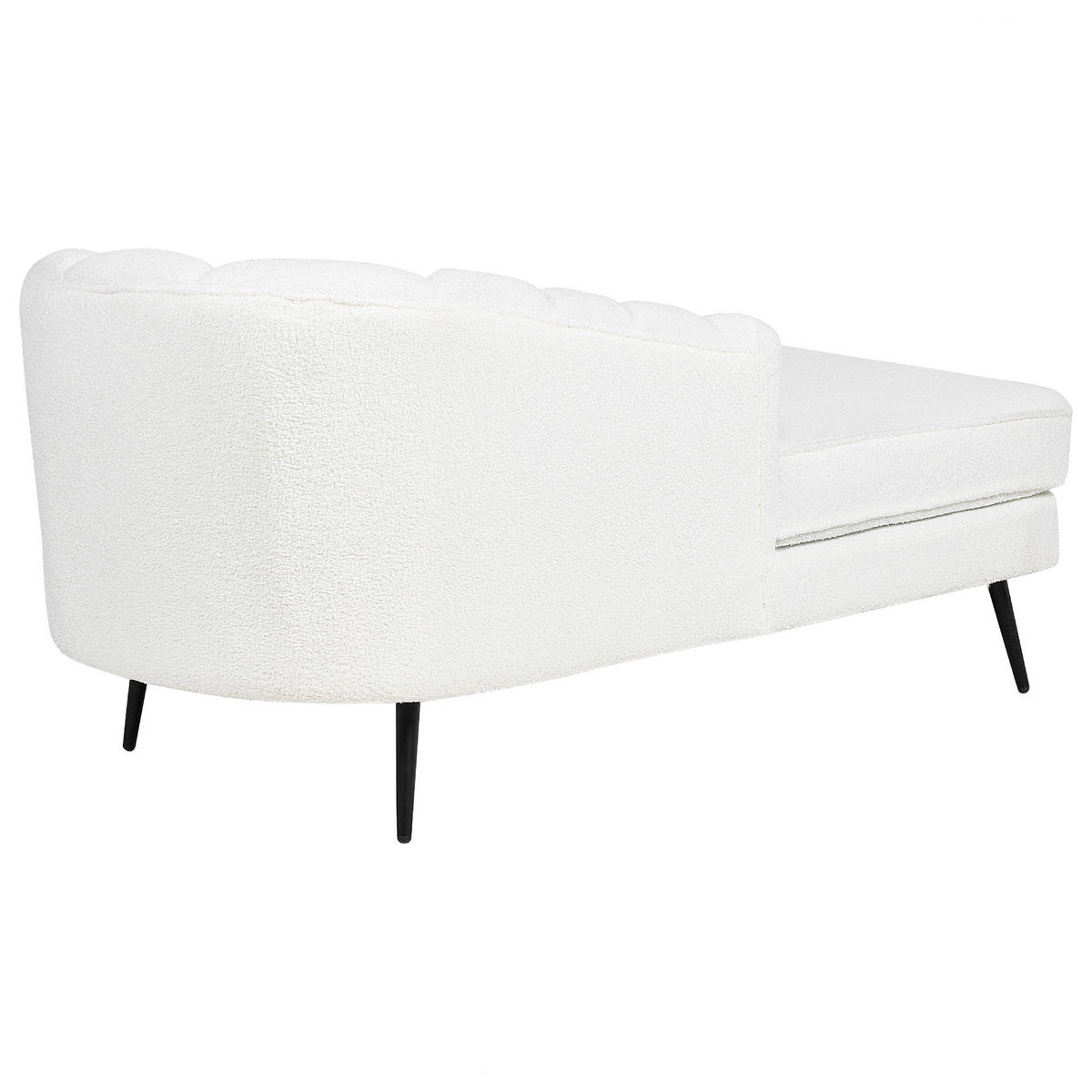 CHAISELONGUE Bouclé cremeweiß rechtsseitig Allier - Schwarz/Weiß, Textil (150/75/76cm) - Beliani