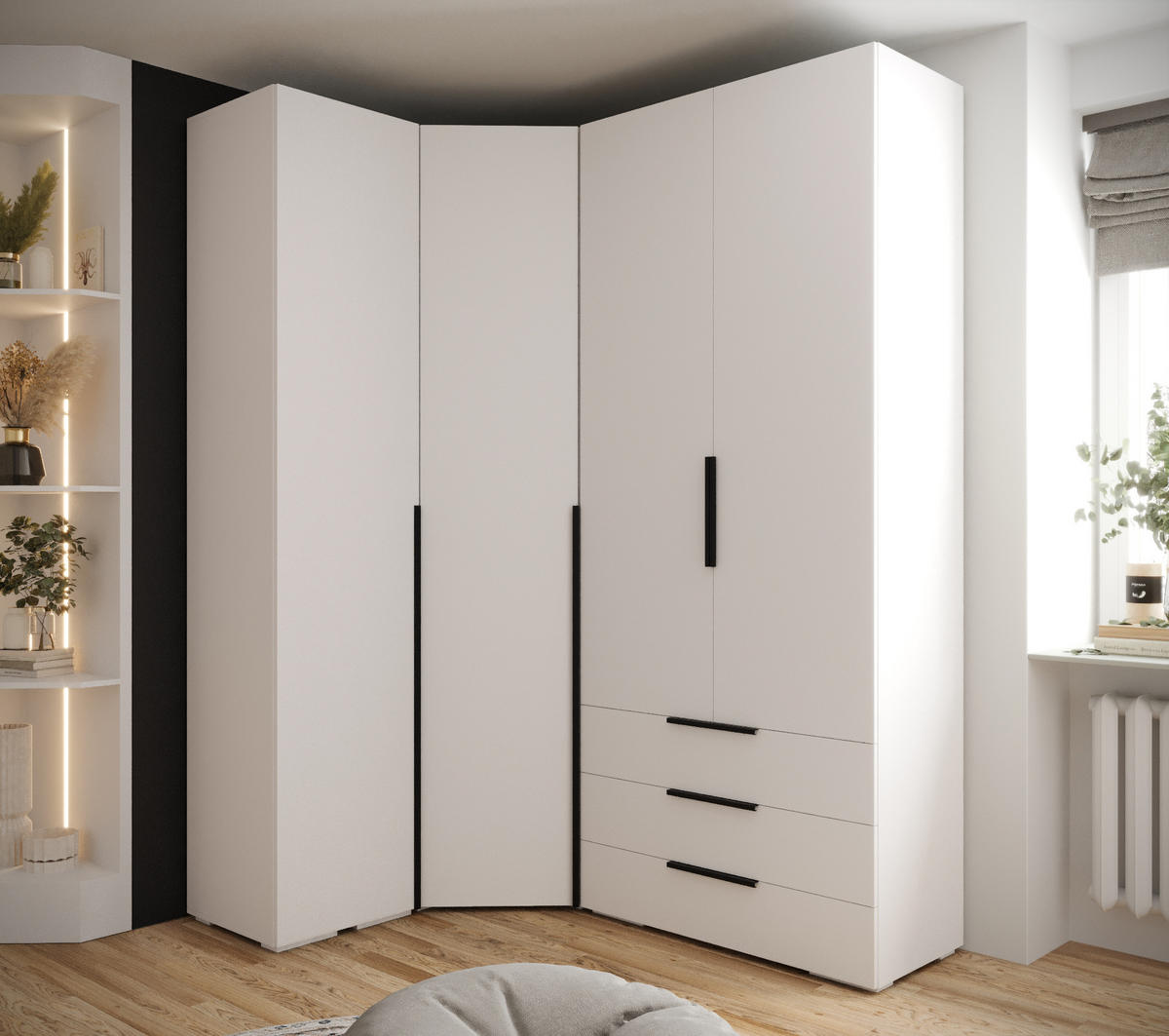 GARDEROBEN-SET 236,7/181,7/47 - Schwarz/Weiß, Holz/Kunststoff (181.7/236.7/47cm) - Abiks Möbel