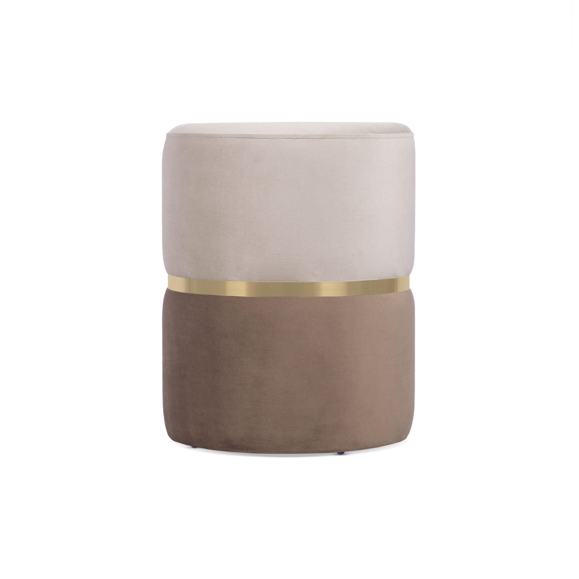 POUF Louise aus beigem Samt und goldenem Metall - Beige, Holzwerkstoff/Textil (35/44/35cm) - Sicaan