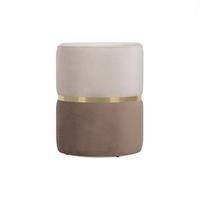 POUF Louise aus beigem Samt und goldenem Metall - Beige, Holzwerkstoff/Textil (35/44/35cm) - Sicaan