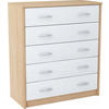 KOMMODE 5S Sonoma Eiche-Weiß 74/35/85 cm mit 5 Schubladen - Weiß/Sonoma Eiche, Holzwerkstoff (74/85/35cm) - Matkam Möbel