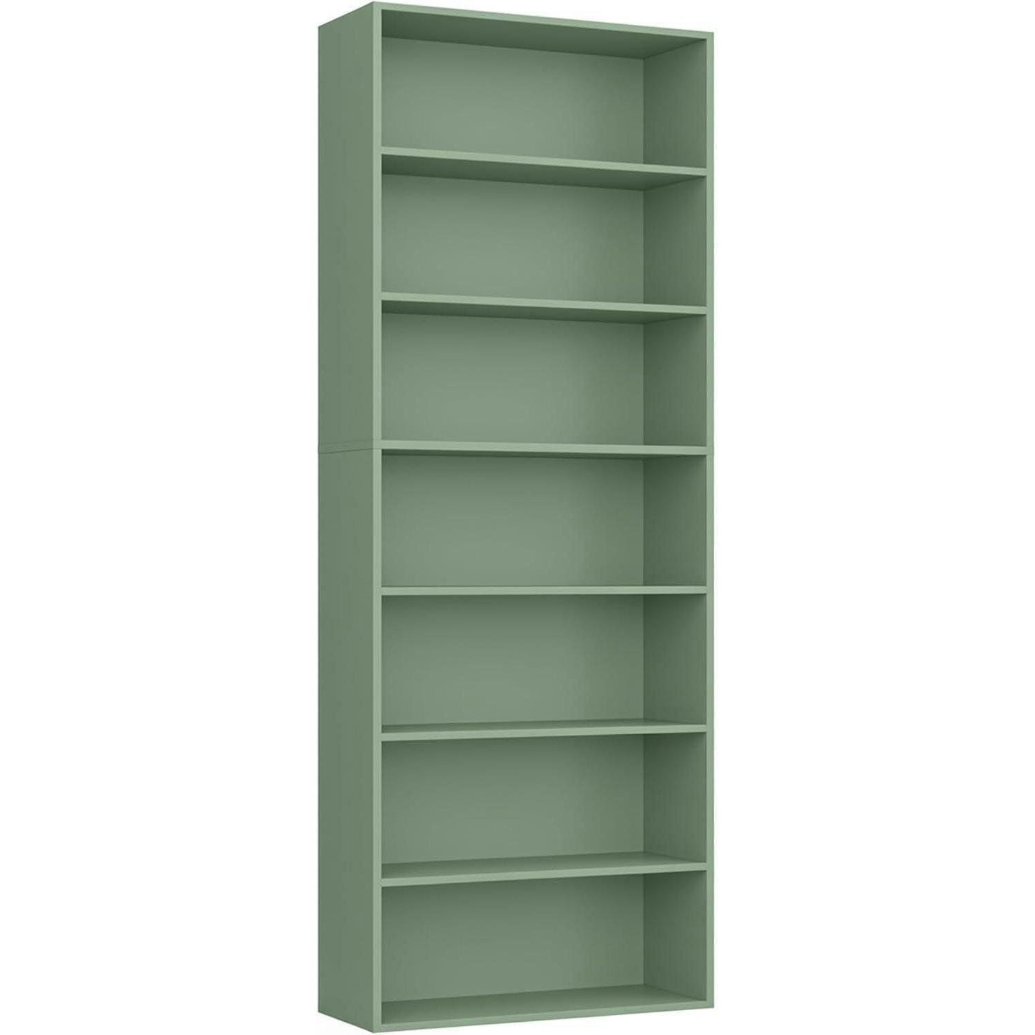 BÜCHERREGAL 7 Fächer grün 209,5 x 60 x 23,5 cm - Grün, Holzwerkstoff (20/210/23.5cm)