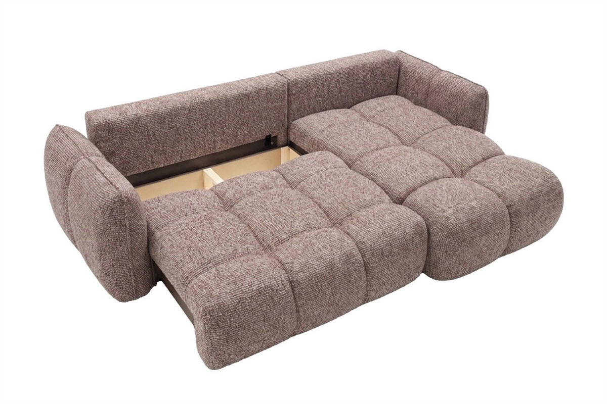 ROHOVÁ SEDAČKA ve tvaru L s funkcí spaní, žinylková tkanina Puente, Purpurová, Pravá strana, BELVEDER L - fialová, dřevo (250/168cm) - Kaiser Möbel