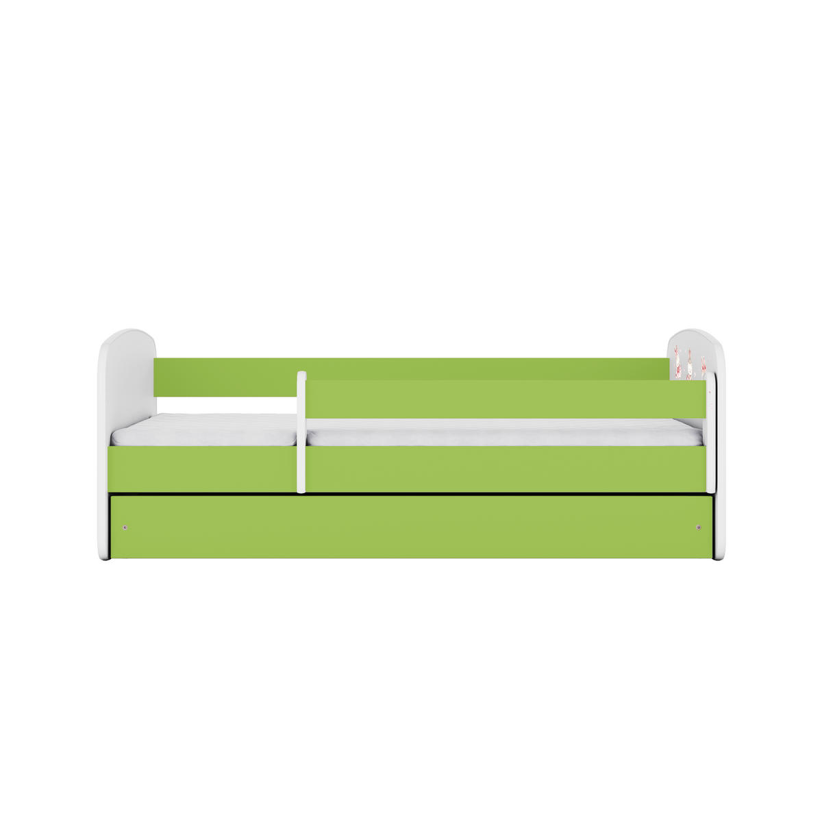 KINDERBETT Kaninchen mit Schmetterlingen mit Schublade 140/70 80/61/144 - Grün, Holzwerkstoff (70/140cm) - RAUMHIRSCH FURNITURE